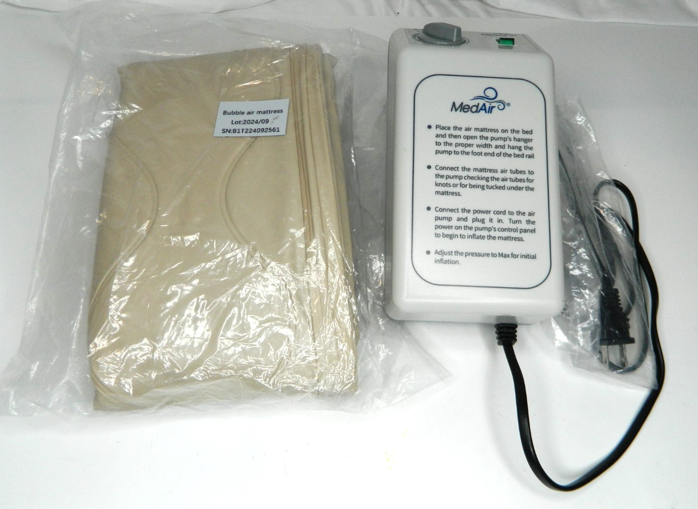 MedAir Eco Powered Pressure Reducing Air Mattress, New, 297 lb capacity, 80"x36"