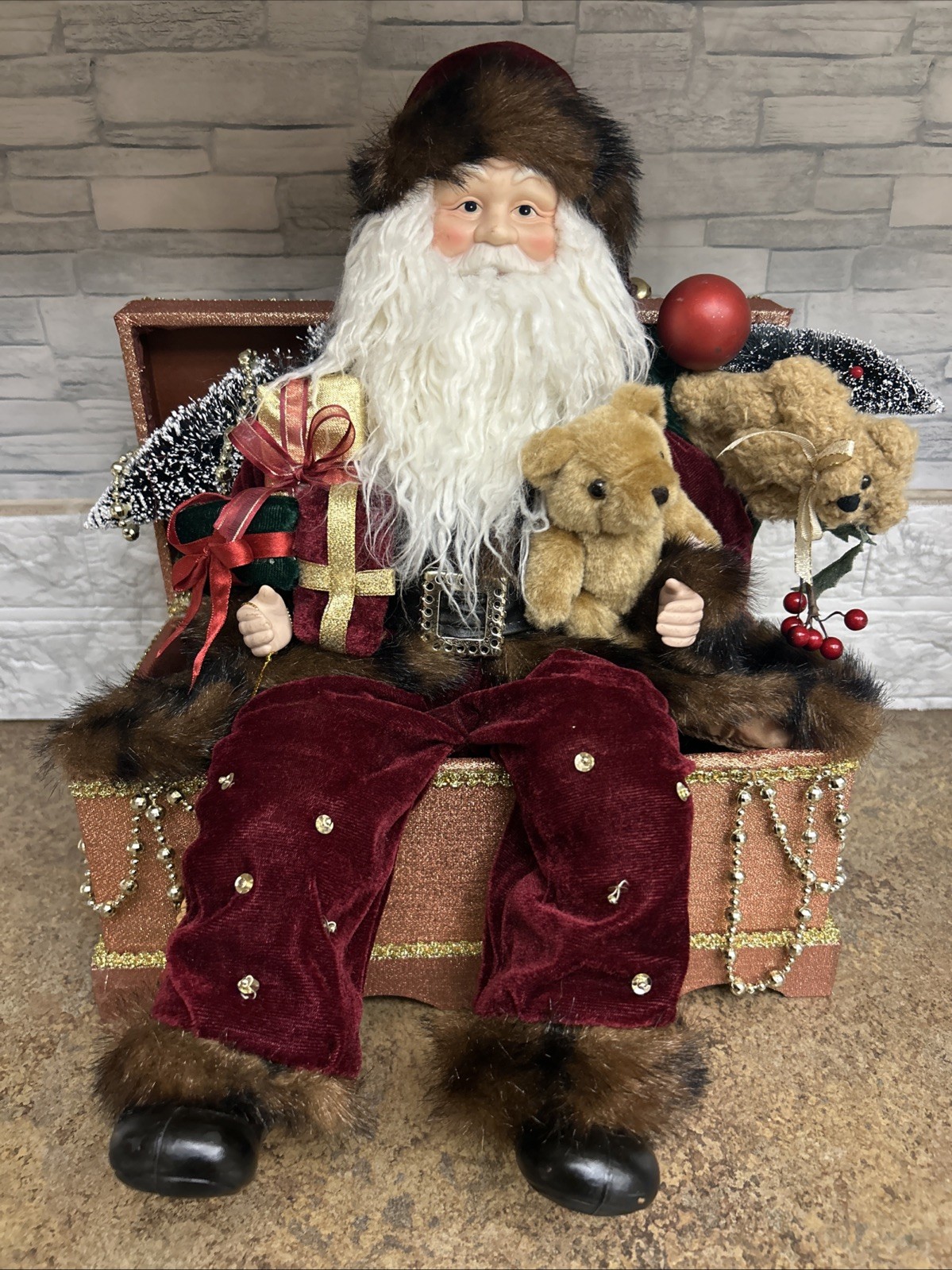 Santa In Toy Chest Holiday Figurine