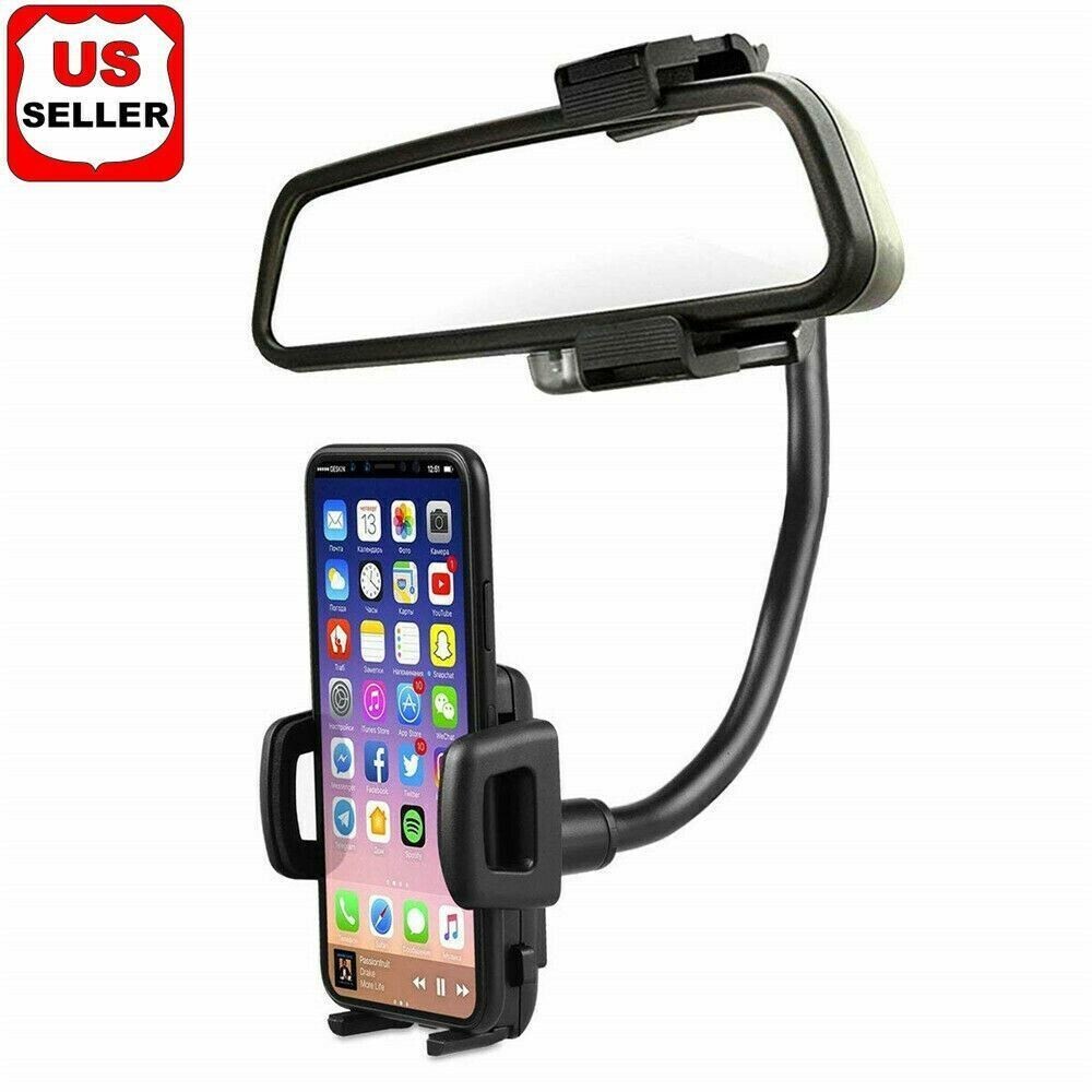 Universal 360° Car Rearview Mirror Mount Stand Holder Cradle For Cell Phone GPS