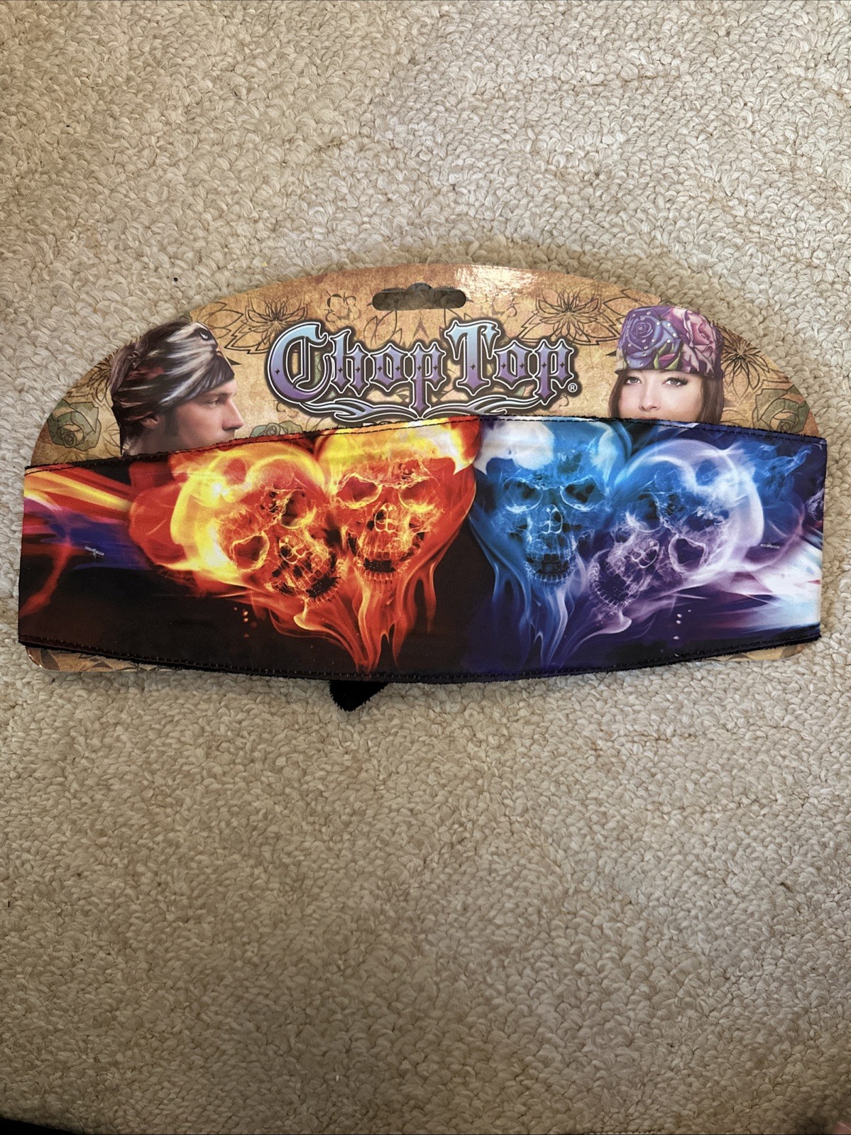 CHOP TOP Skull Fire & Smoke Doo Wrap Headband Bandana Biker Doo Wrap
