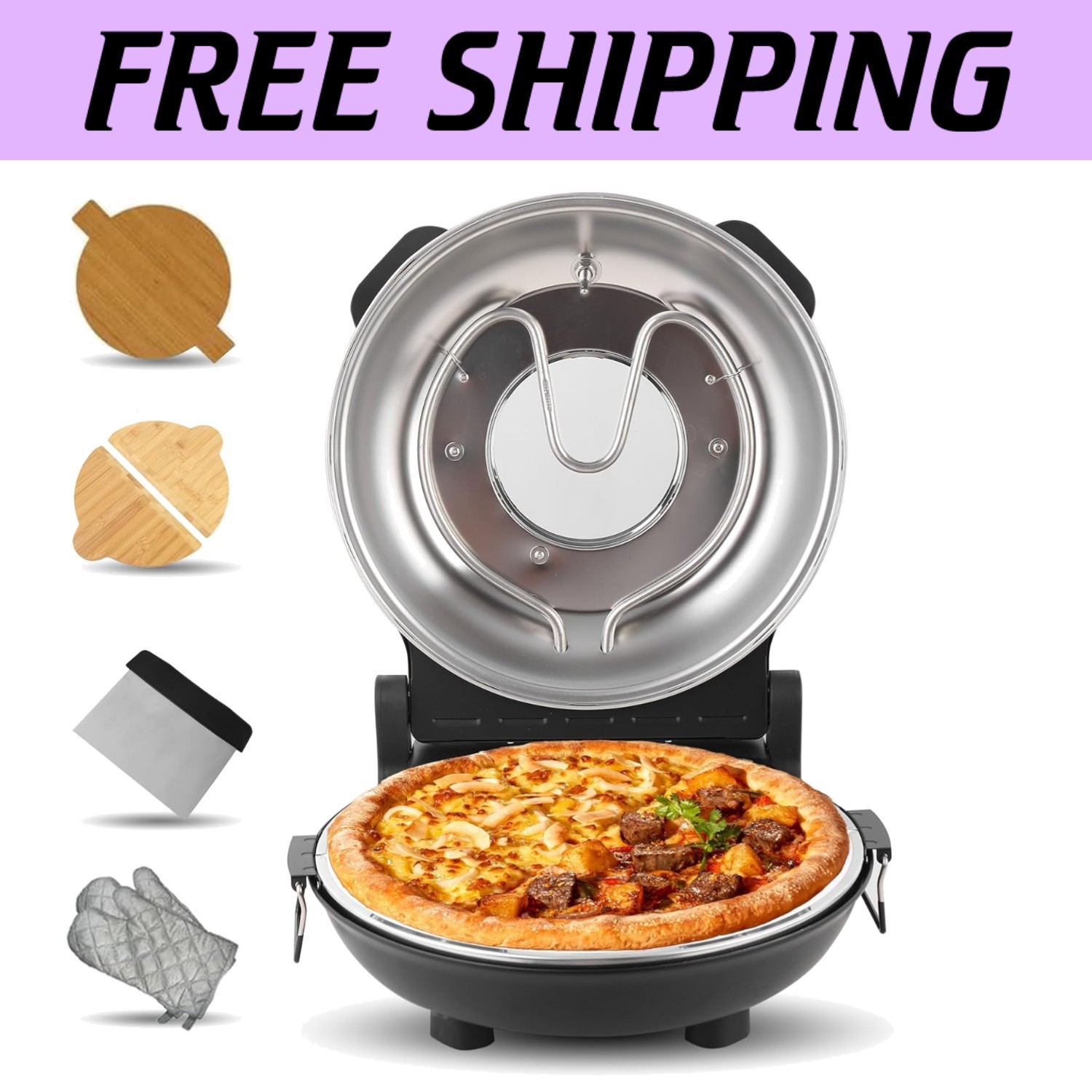 Home Pizza Oven with 31cm Stone Plate - Makes Perfect 12” Pizzas in 4 Minutes