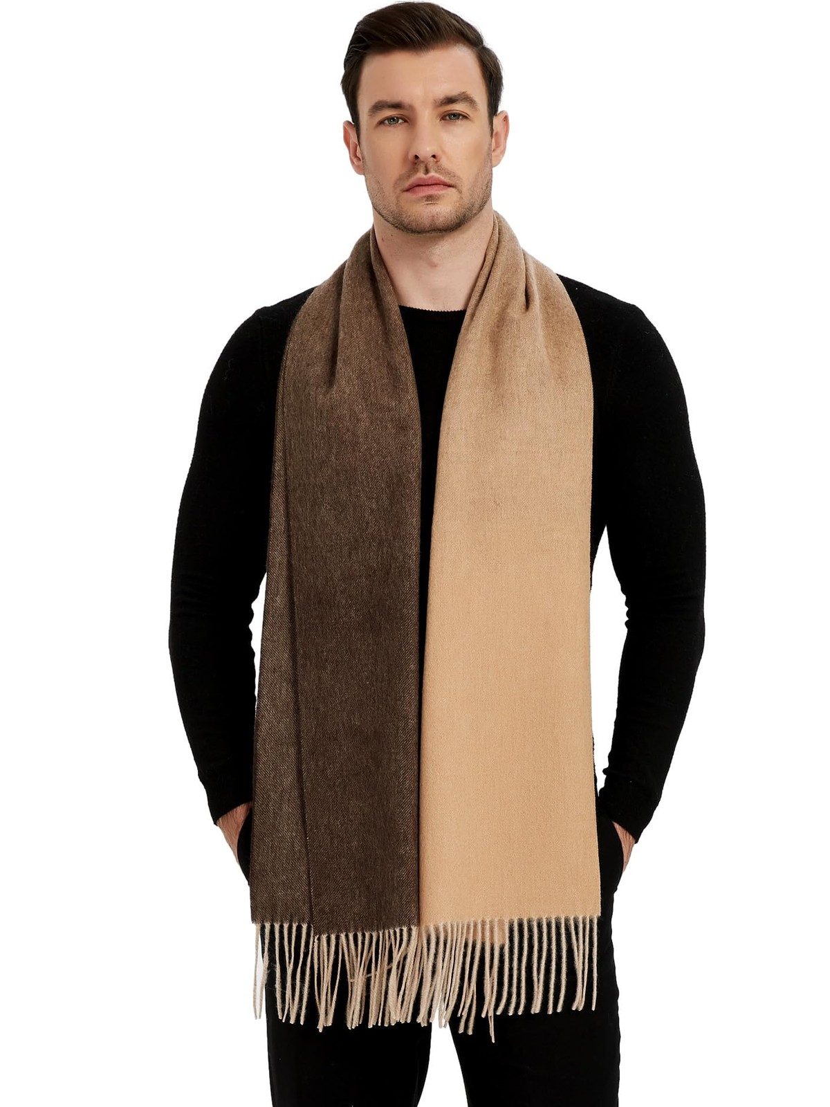 Mens Wool Scarf Warm and Soft Long Scarves Winter Stylish Scarf