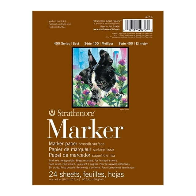 Strathmore 100 Series Marker Paper Pad 6"X8"-50lb Smooth 24 Sheets