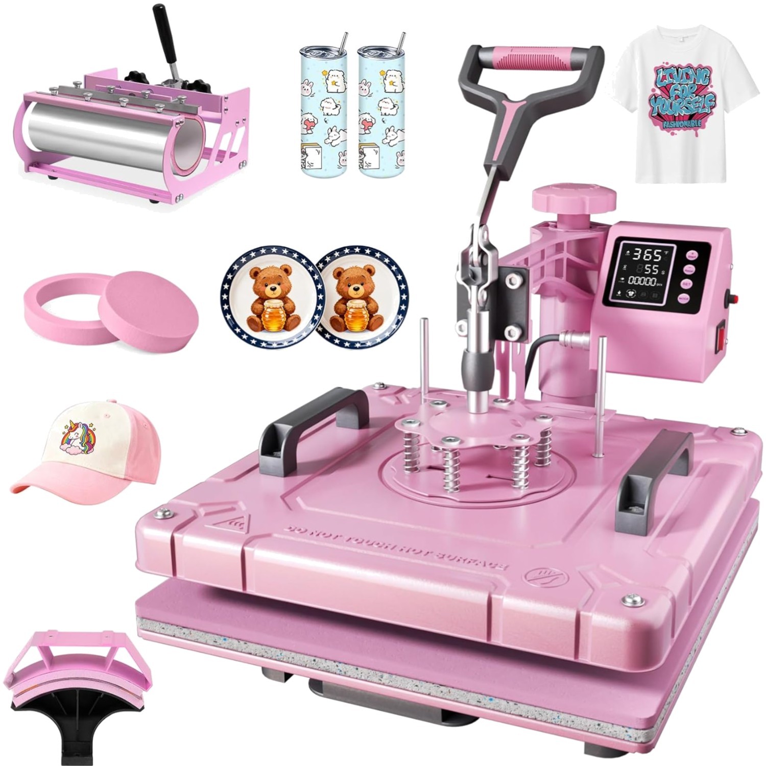 5 in 1 Heat Press Machine 15x15 Inch, Swing Away Sublimation Heat Transfer Pr...