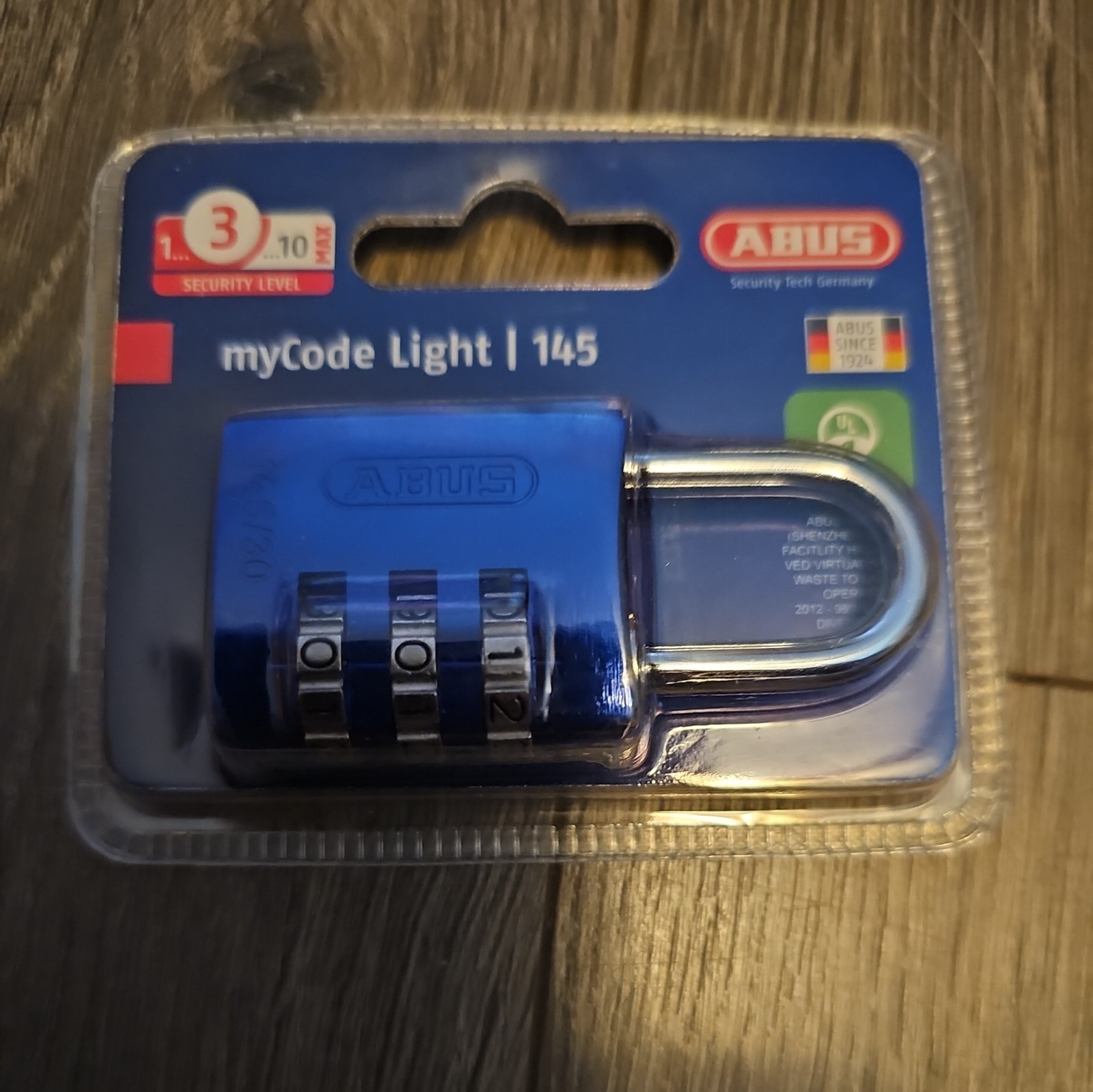 Abus myCode Light 145 Blue Resettable Sode Combination Padlock