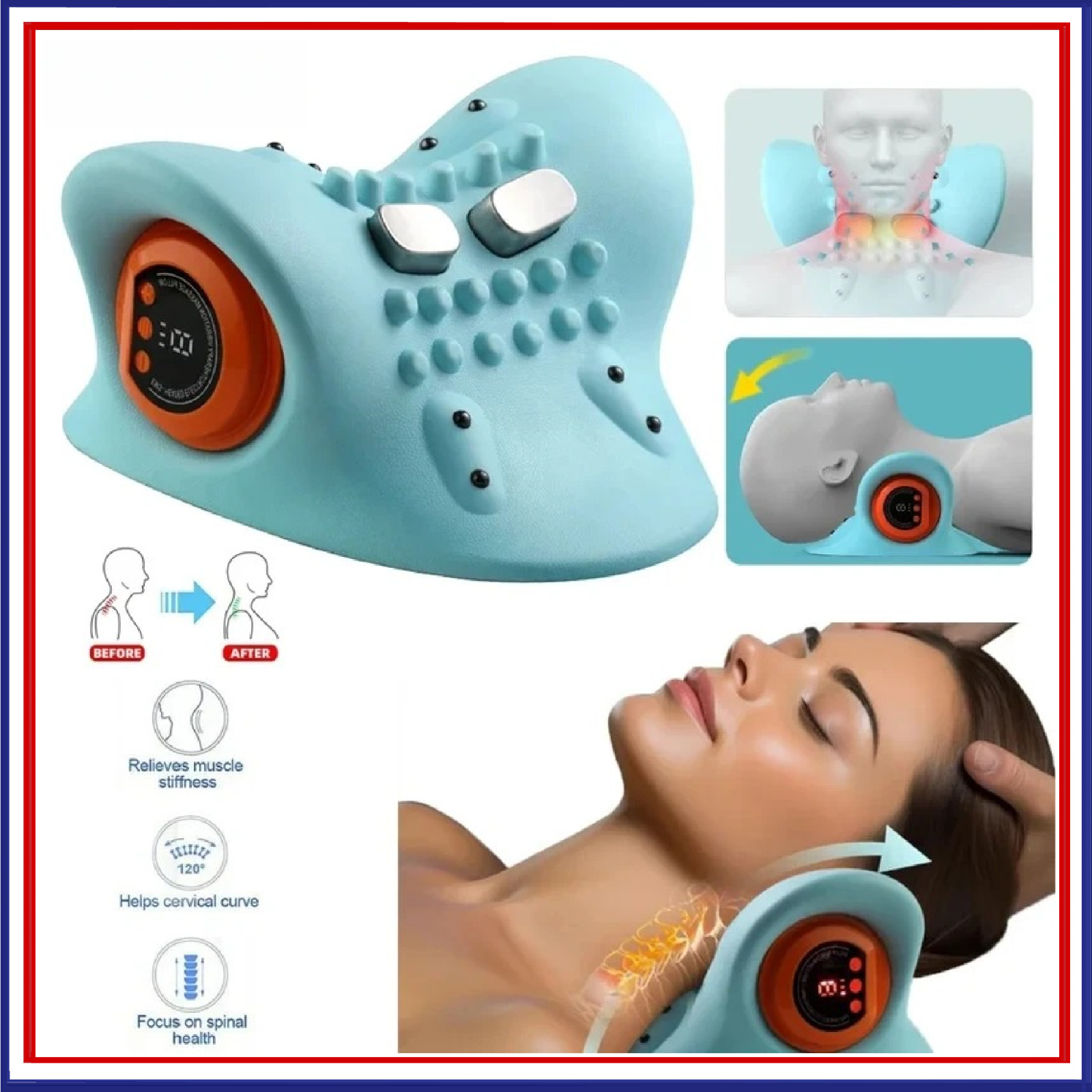 Hugterra Neck Massager 2025, Neck and Shoulder Relaxer with Heat, 3 Modes, Porta