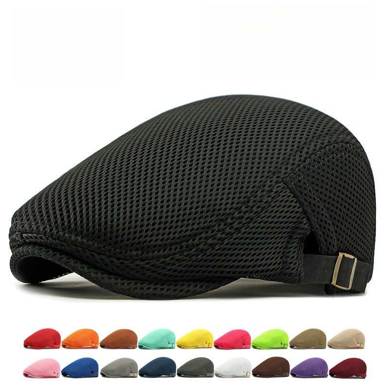 Peaked Cap Newsboy Hats for Men Flat Cap Gatsby Cabbie Driving Hat Mesh Summer