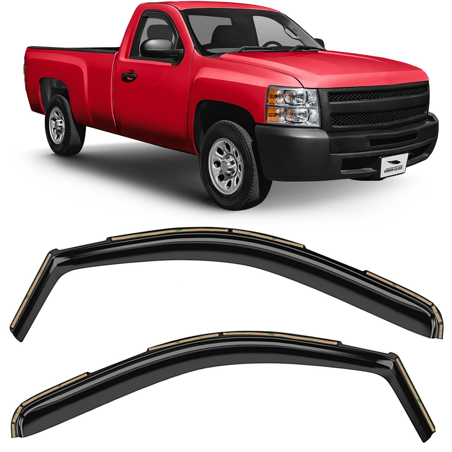 Sun Rain Visors Wind Rain Guards for 2007-2013 Chevy Silverado Regular Cab