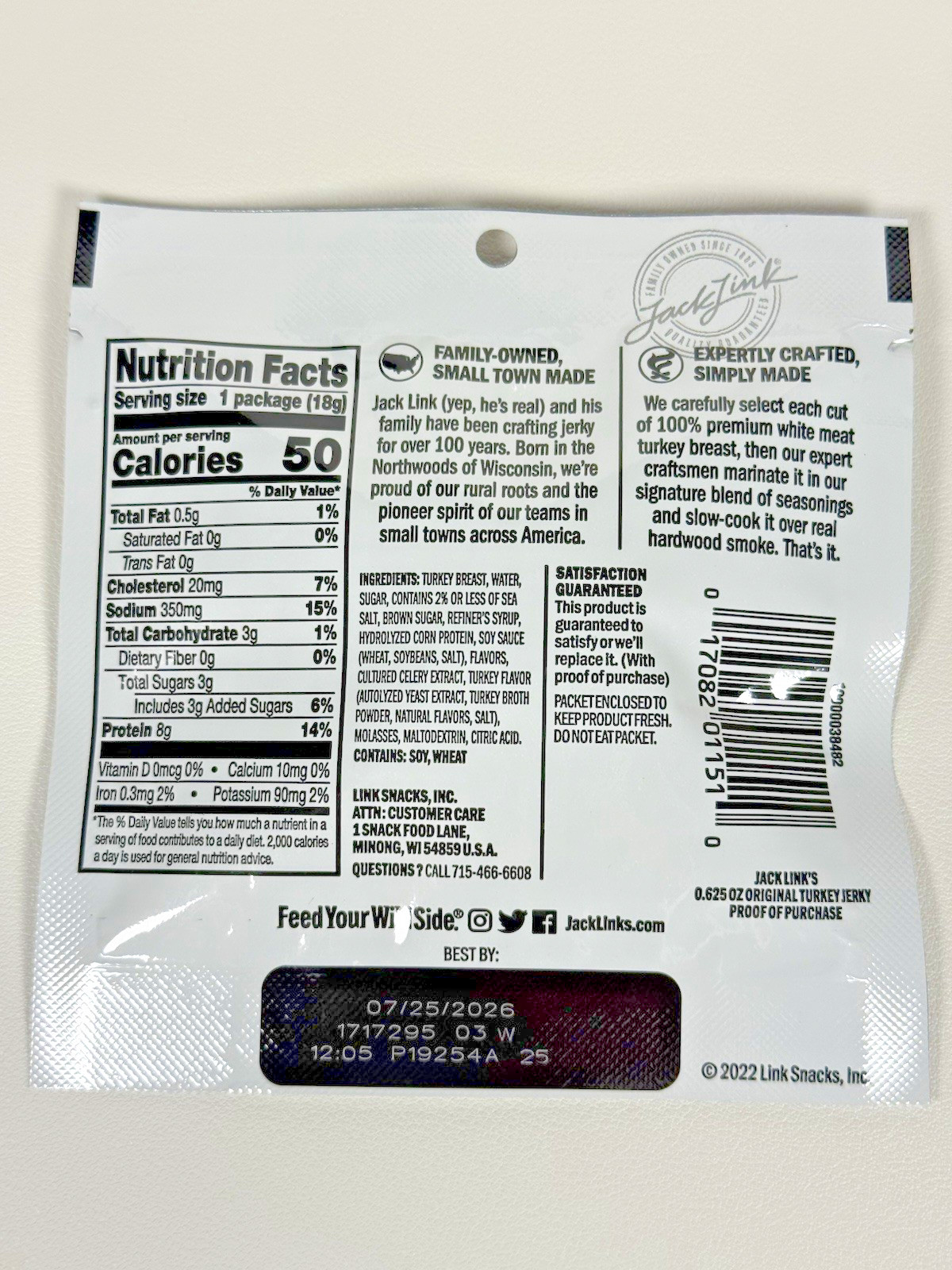 Jack Link’s Original Turkey Jerky 0.625 oz Fresh Bag