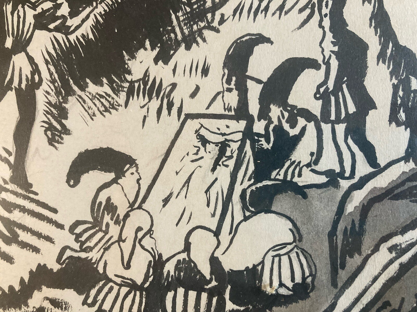 Very Nice Drawings White Snow And the Seven Dwarf Ink Delescluze Edmond 1950