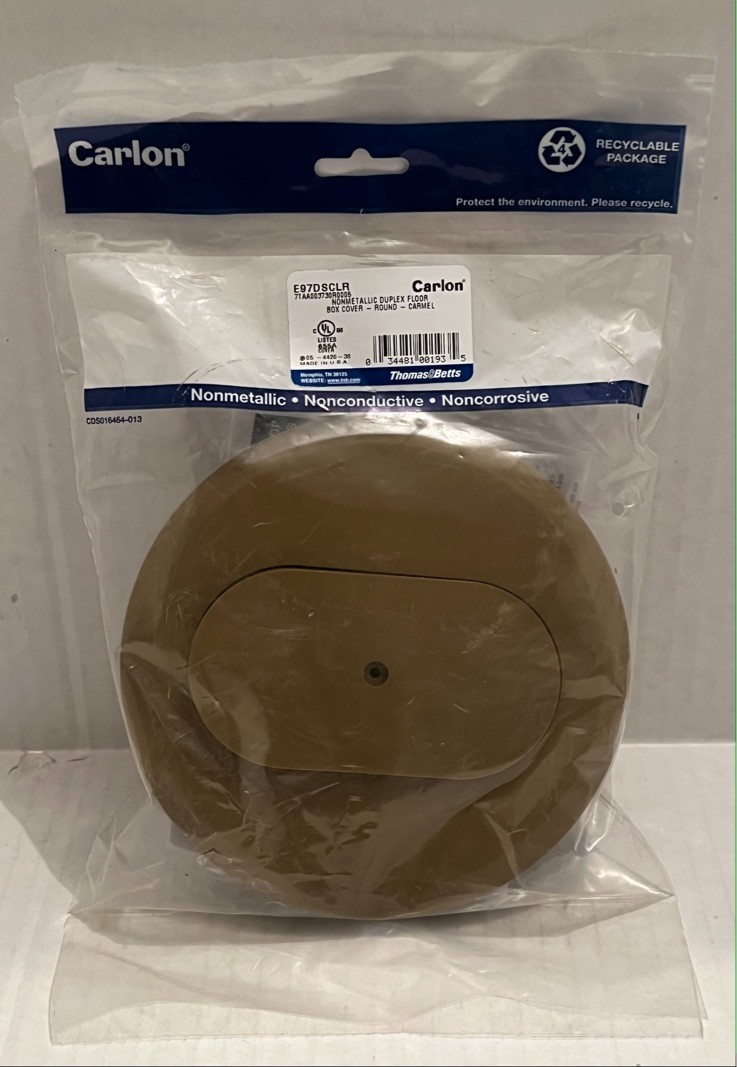 Carlon E97DSC LR - Nonmetallic Duplex Floor Box Cover - Round - Carmel - NEW