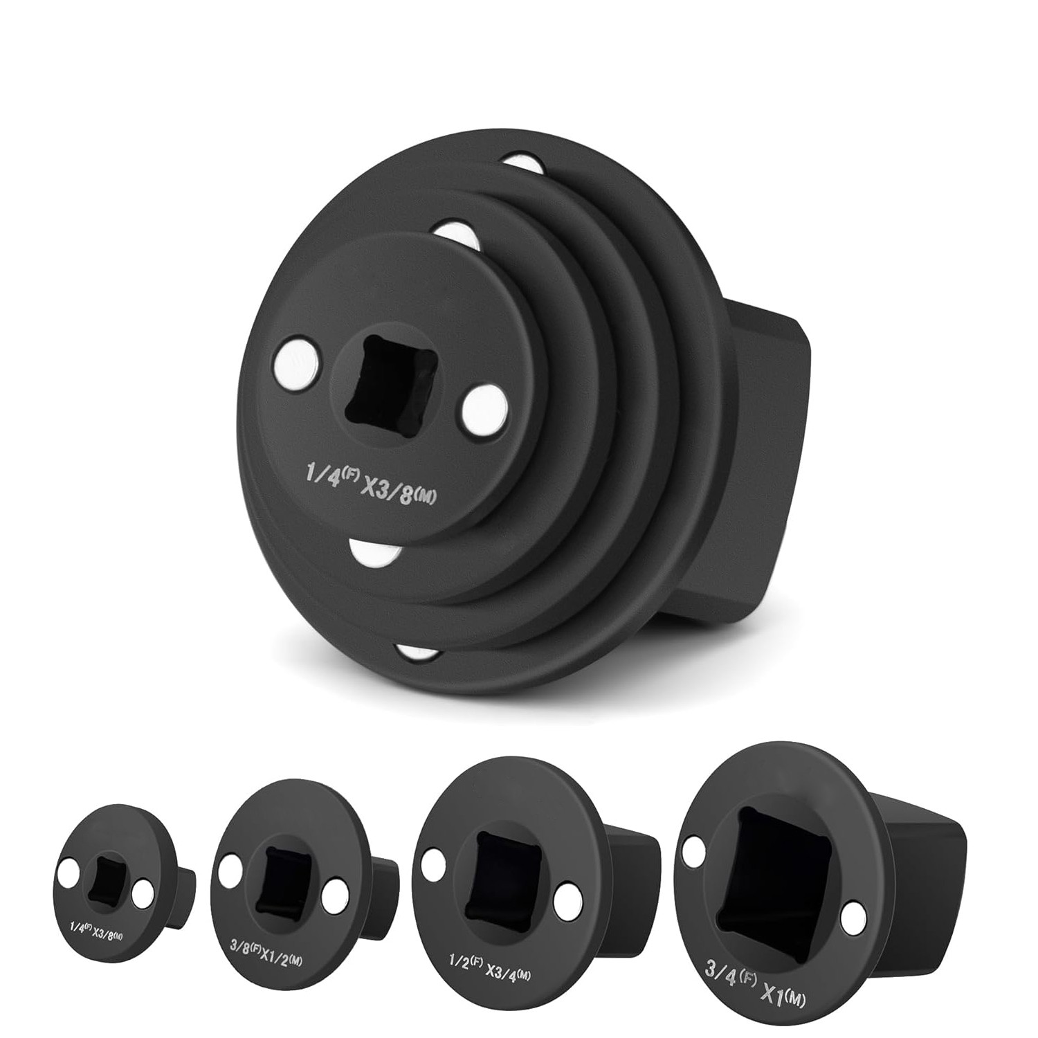 4-Pack Low Profile Impact Socket Adapter Set, Drive Reducing Ratchet Adapter Set