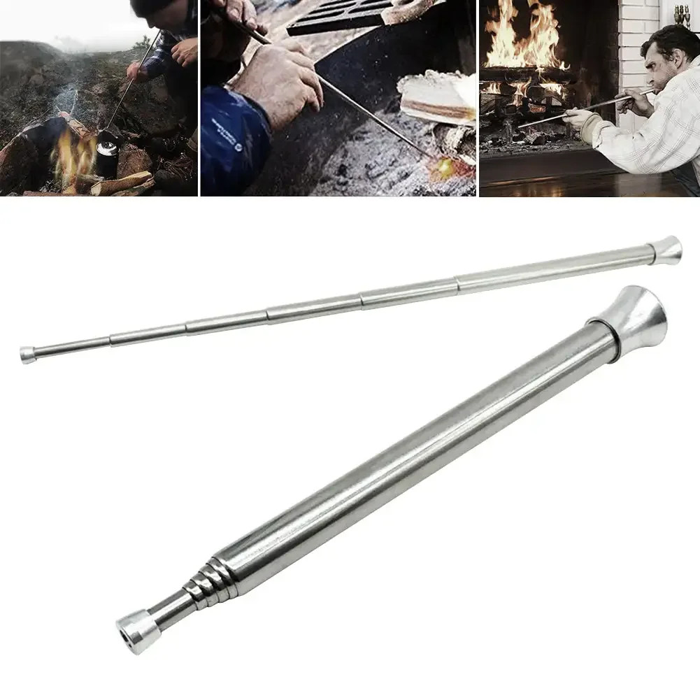 Fire Blow Pipe Telescopic Camping Blow Fire Tube Blower Stainless Steel Pipe Cam