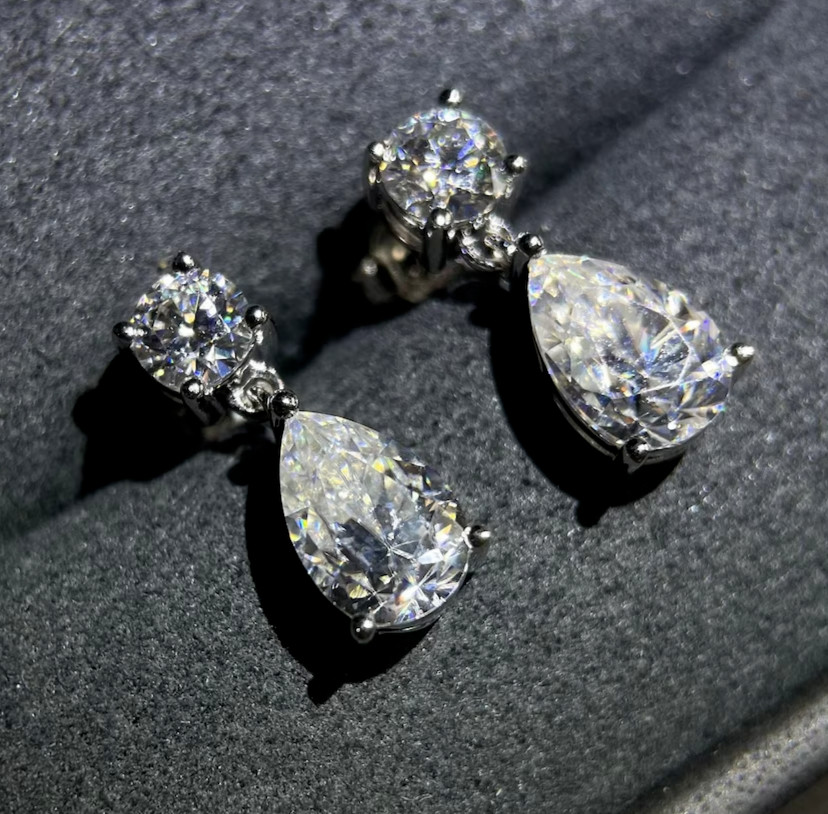 Certified 3ct Natural VS1 Diamond 925 Sterling Silver Earrings For Birthday Gift