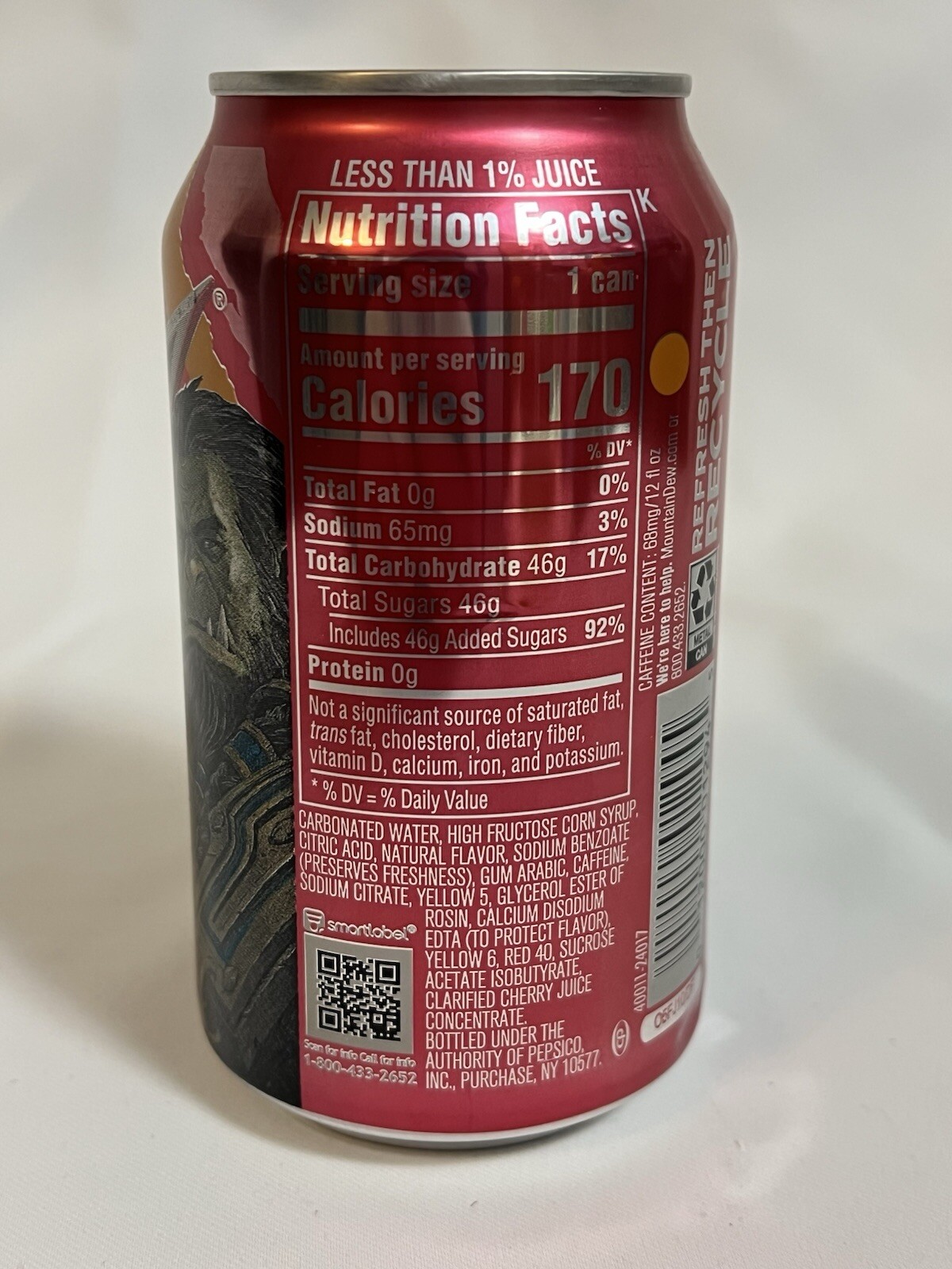 World of Warcraft 2024 Mtn Dew Game Fuel Citrus Cherry 1 Full 12 Fl Oz Can