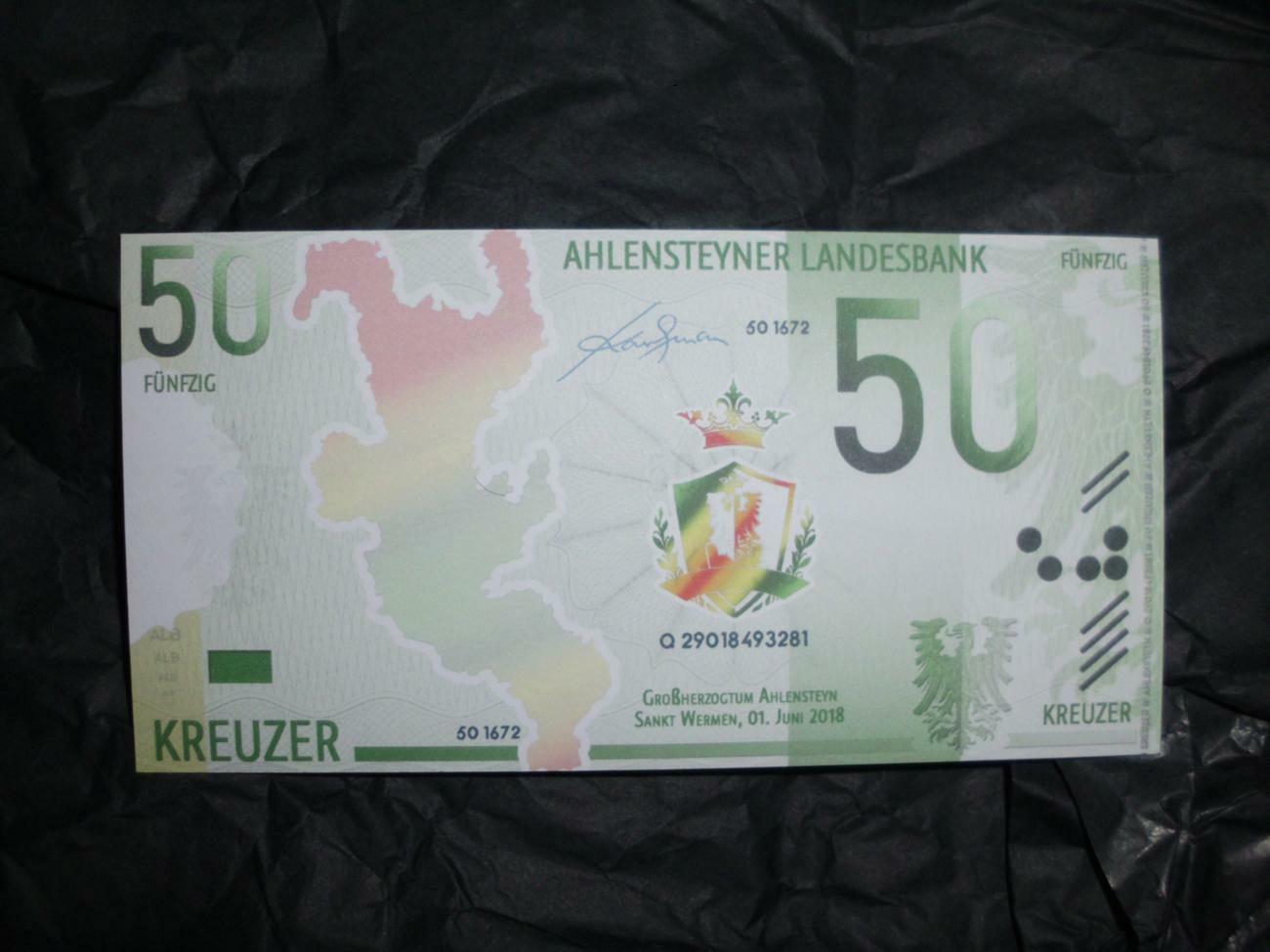 Grand Duchy of Ahlensteyn, 50 Kreuzer, Series 4, Banknote, New