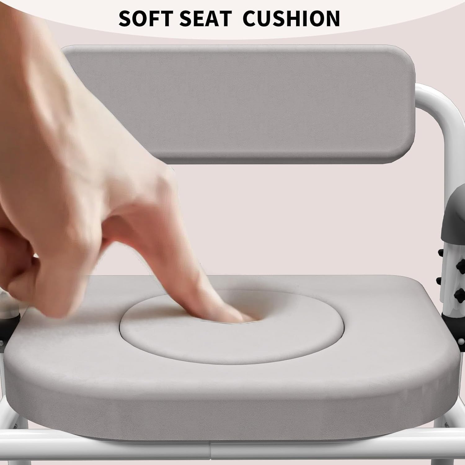 Medical Bedside Commode Chair Drop Arm Height Adjustable Padded Backrest