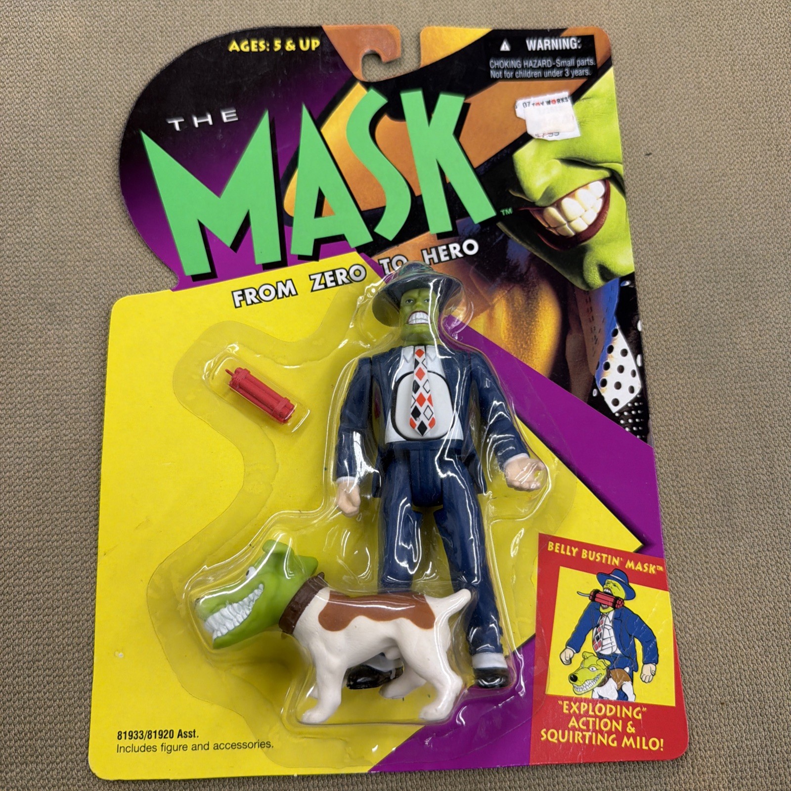 1995 The MASK Belly Bustin' Mask JIM CARREY Action Figure SEALED Kenner