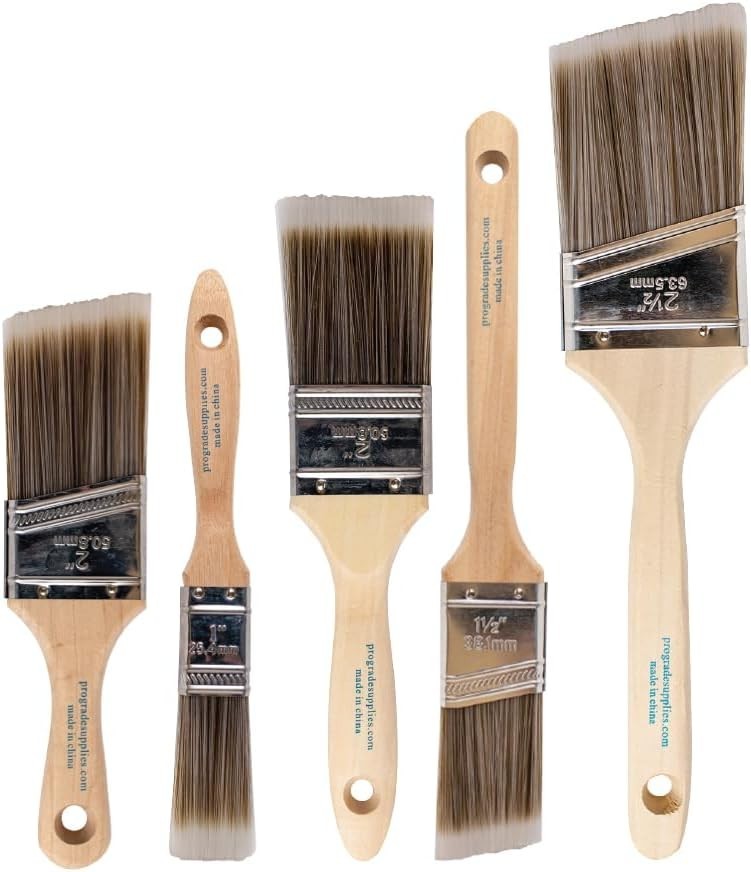 Paint Brushes, 5-Piece Paint Brush Set, Flat & Angle Brushes for Walls, Trim,...