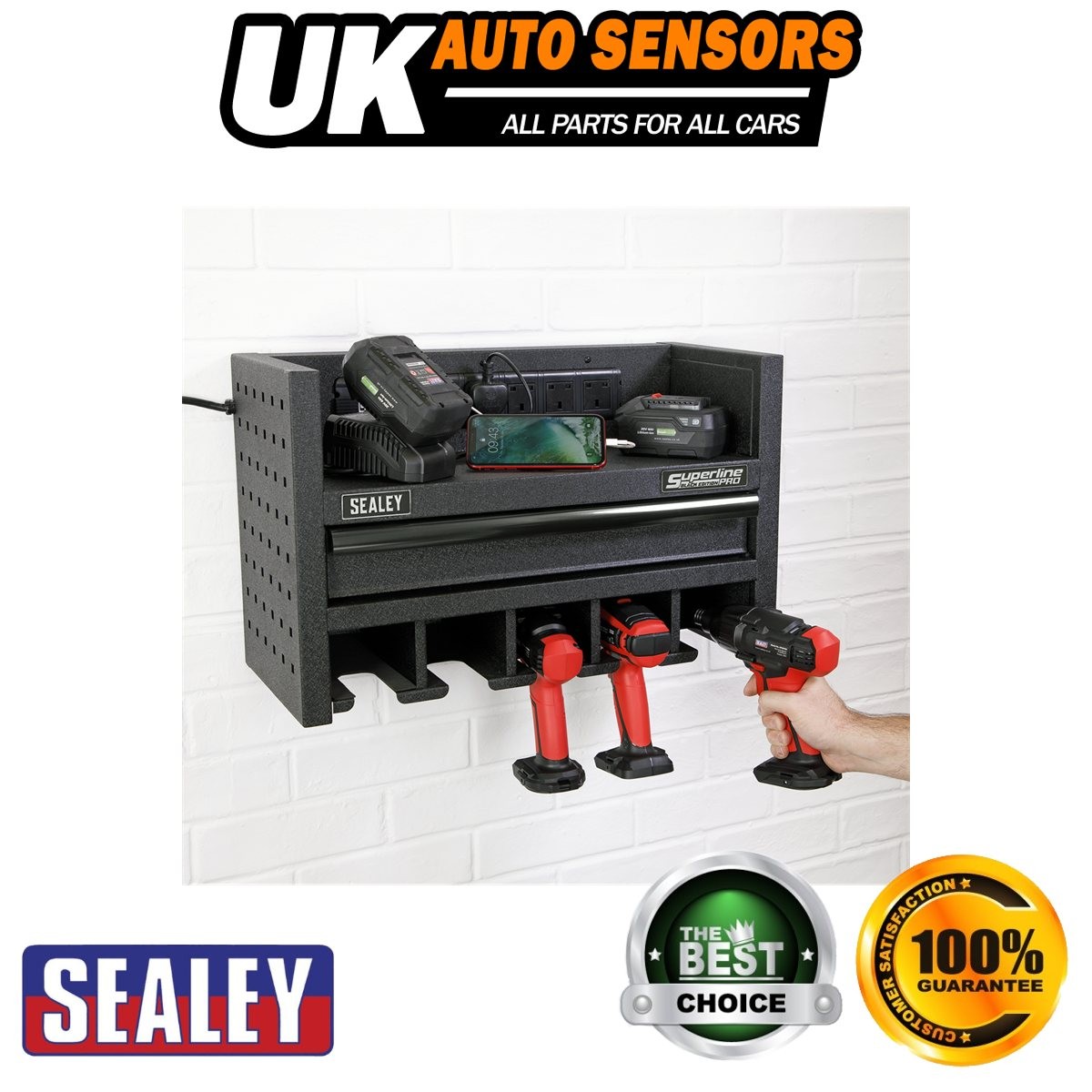 Sealey Superline PRO� Power Tool Storage Rack with Drawer & Power Strip AP22SRBE