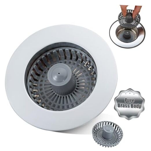 Kitchen Sink Drain Strainer – New Upgraded Kitchen Sink Stopper with One Brass