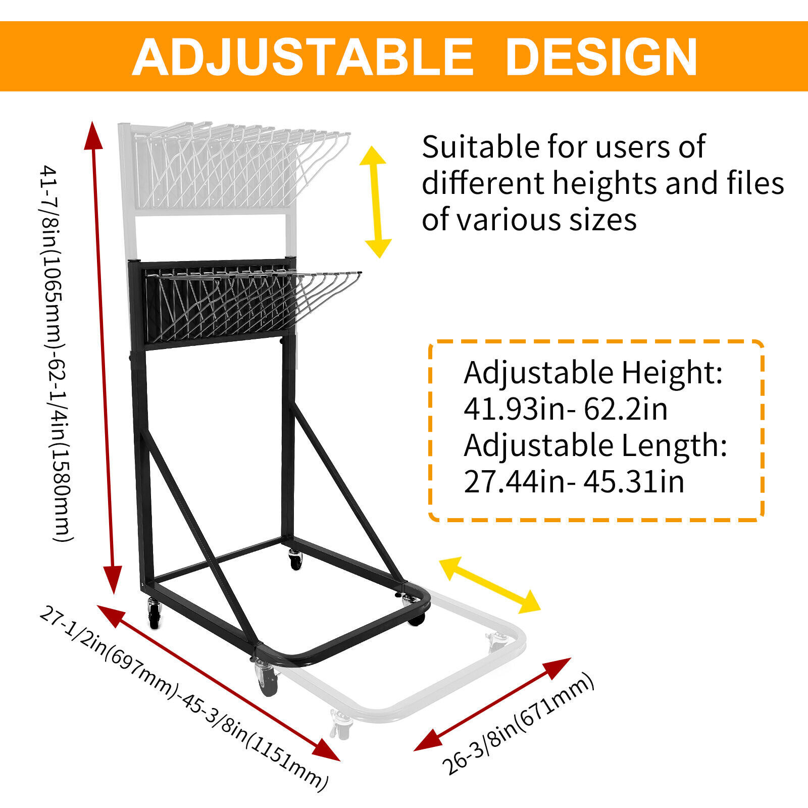 Mobile Blueprint Holder Storage Rack Hanging Poster Display w/12 Bracket 240 lbs
