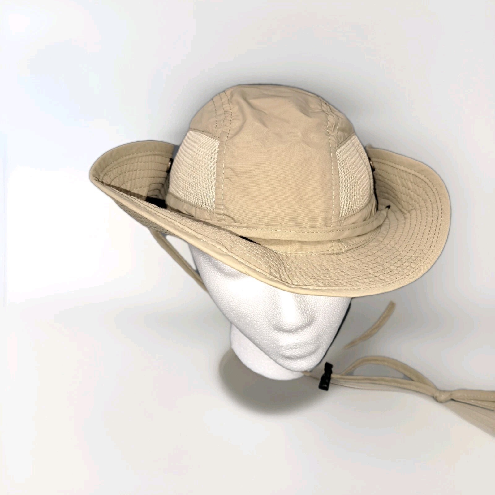 Magellan Bucket Hat Unisex Medium Tan Chin Strap Snap Side Breathable