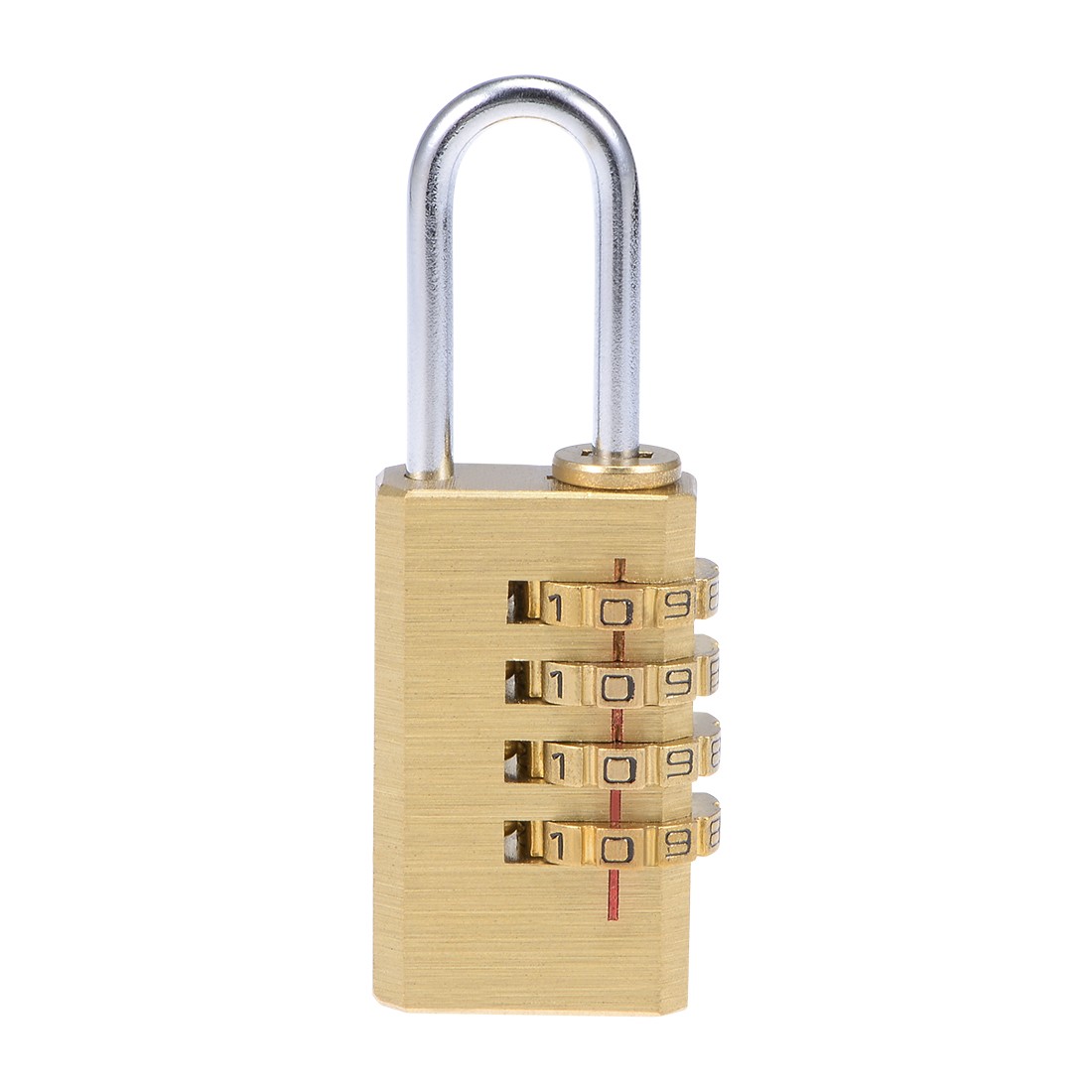 4 Digit Combination Padlock, 3mm Shackle 21mm Body Width, Brass Lock