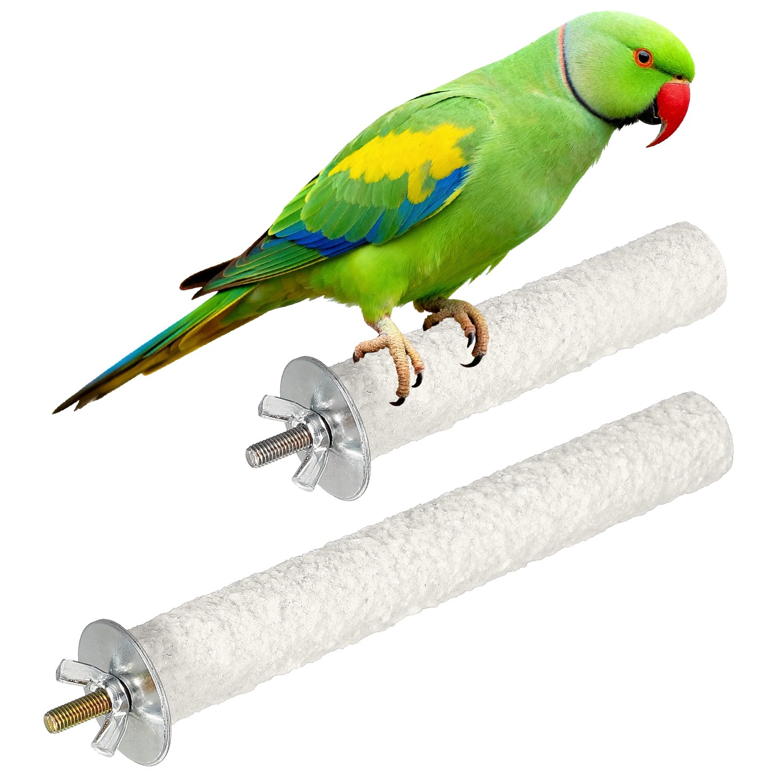 Bird Cage Perch, Parrot Grinding Claw Sticks, 4/6 Inch, (Wooden, White, 2Pcs)