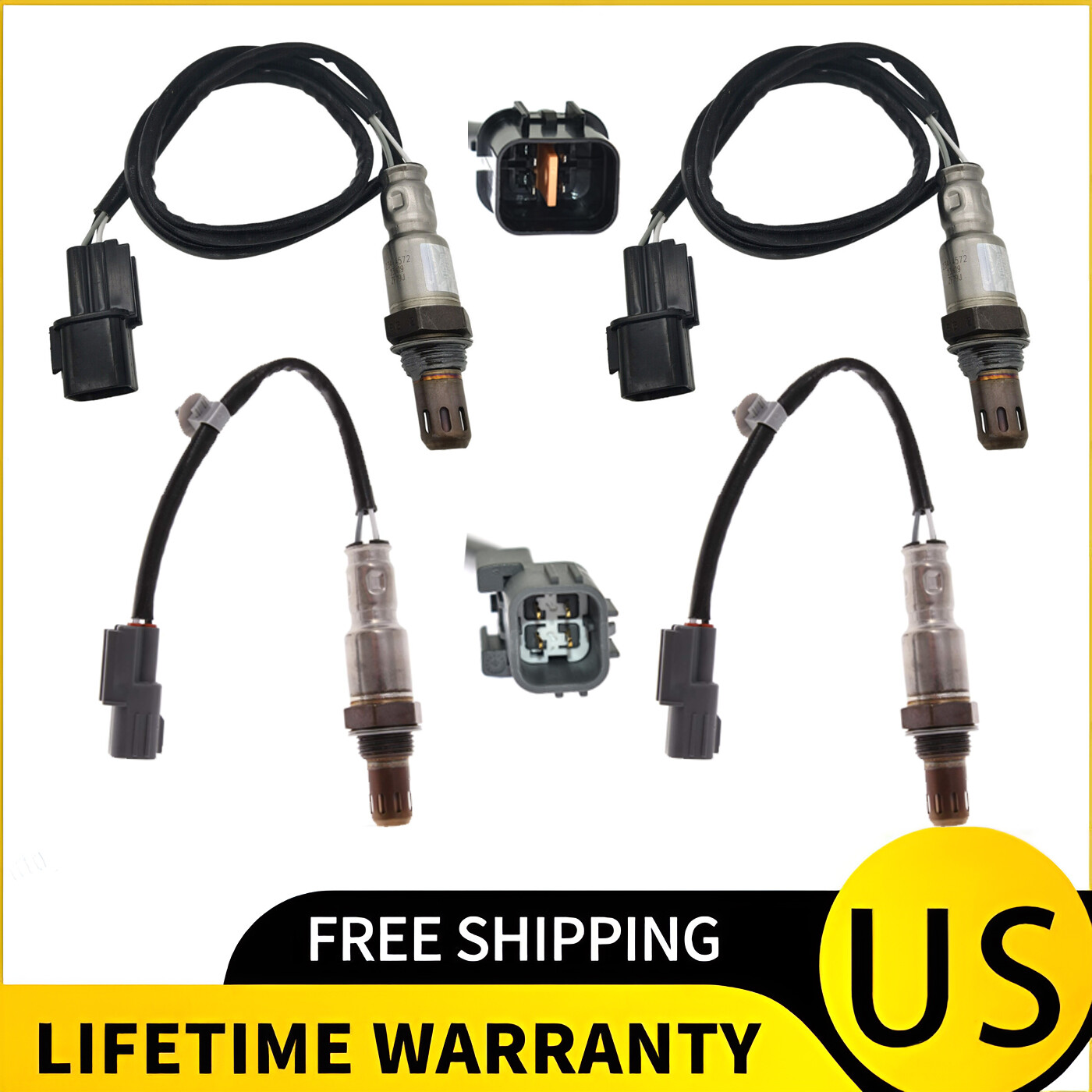 Set Of 4 Oxygen Sensor Upstream+Downstream For Hyundai Genesis 3.8L V6 2015 2016
