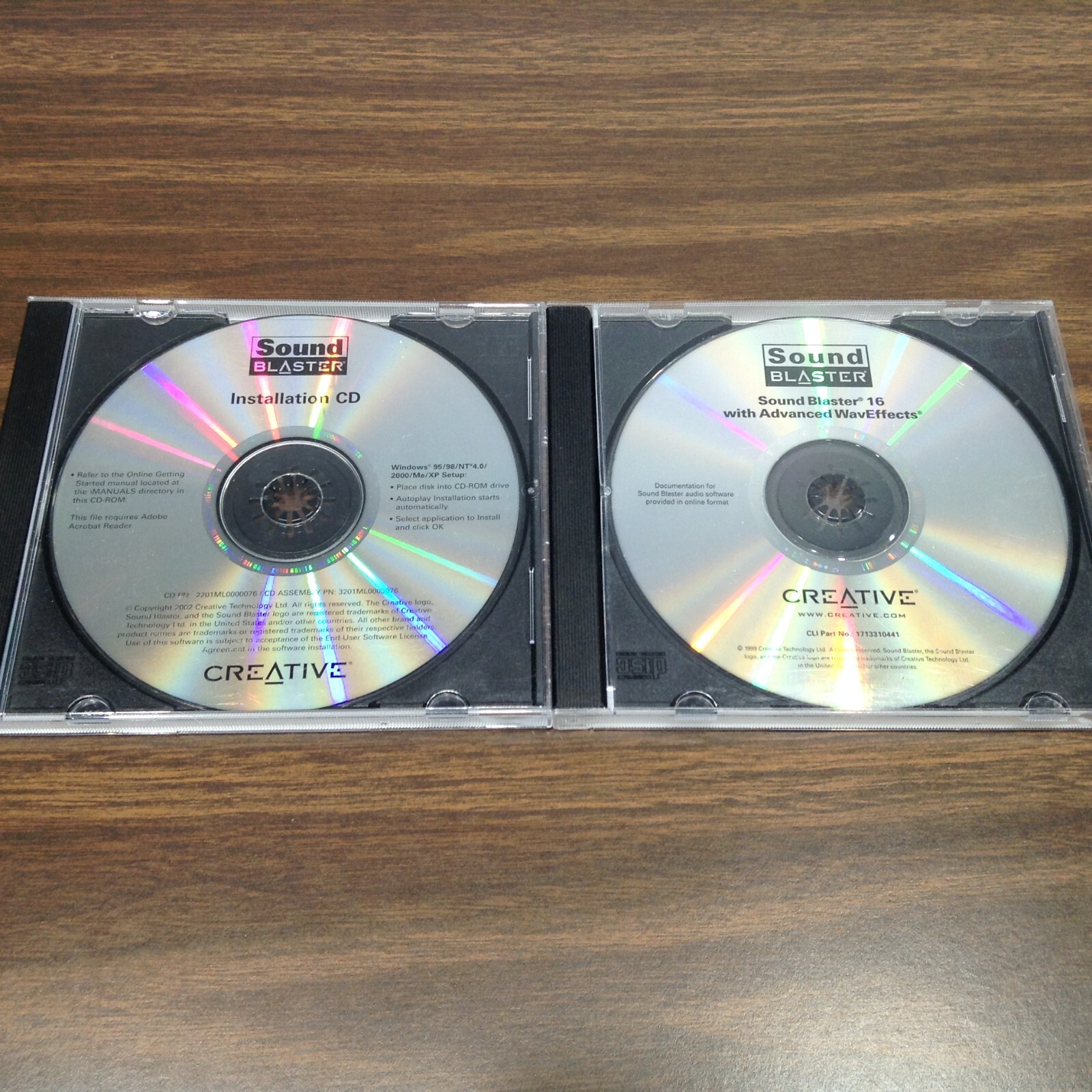 LOT Of 2: 1999 Sound Blaster 16 w/ Advanced WaveEffects + Installation CD (2000)