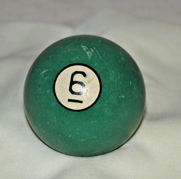 Vintage 2 1/4" Clay Billiard Pool Ball #6  in White Circle Solid Ball