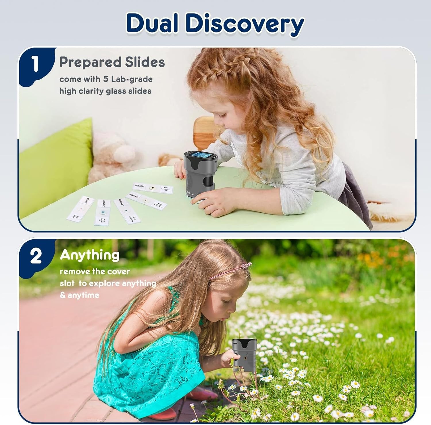 Kids 1000X Handheld Digital Microscope - Portable Learning Tool for Ages 4-12