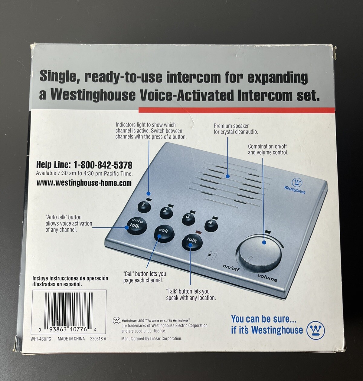 Westinghouse Add-On Voice-Activated Intercom Console, WHI-4SUPG