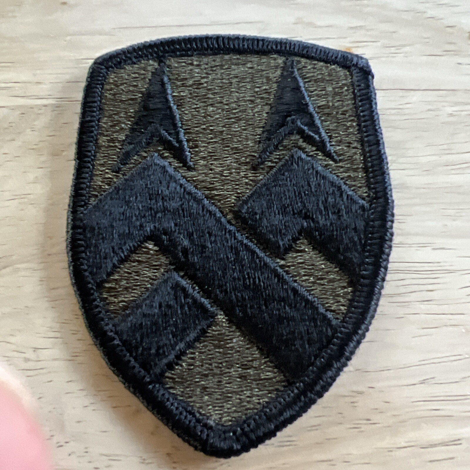 377th SUPPORT COMMAND PATCH - SUBDUED COLOR BLACK ON OLIVE