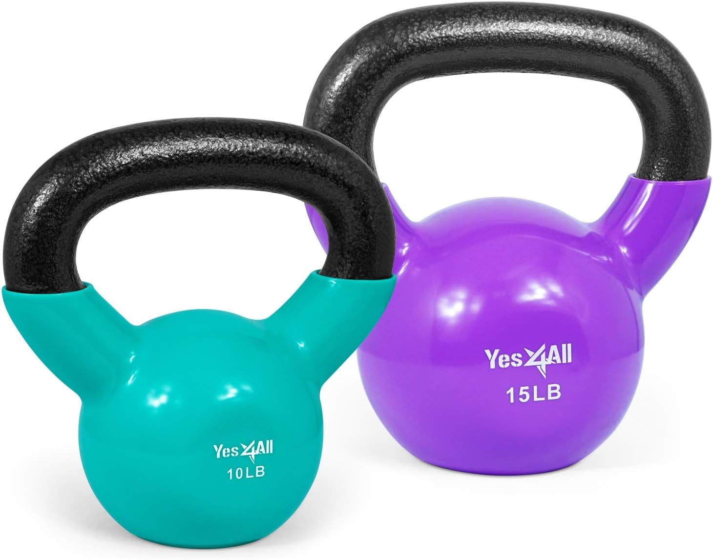 Kettlebell Vinyl Coated Kettlebell Cast Iron Sets W/ Stable Flat Bottom Full