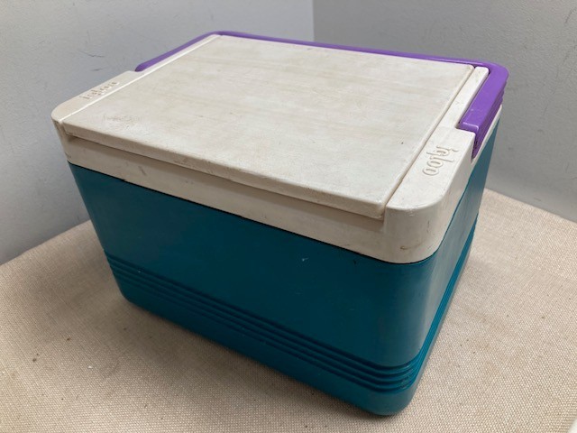 Vintage Igloo Legend 6 Cooler Ice Chest Flip Top Purple Teal Beach Camp Lunch