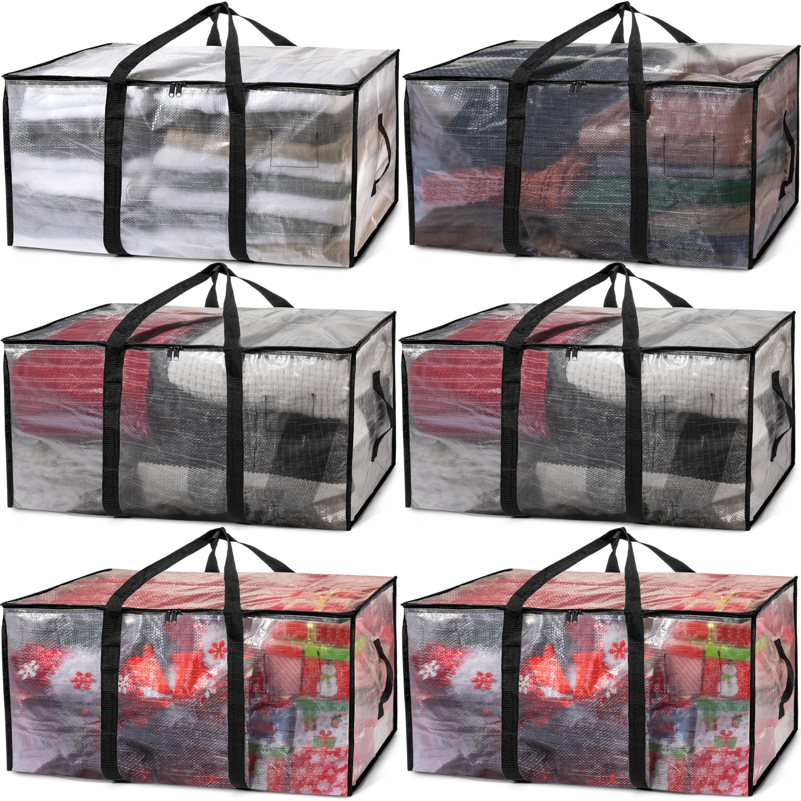Oversized Moving Bags with Backpack Straps, Zippers & Handles, 6 Pack