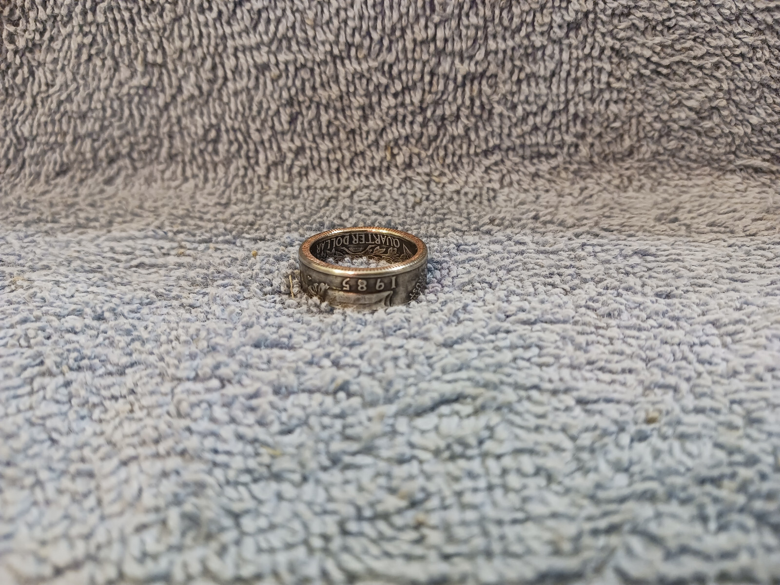 1985 Washington Quarters, coin ring, size 6