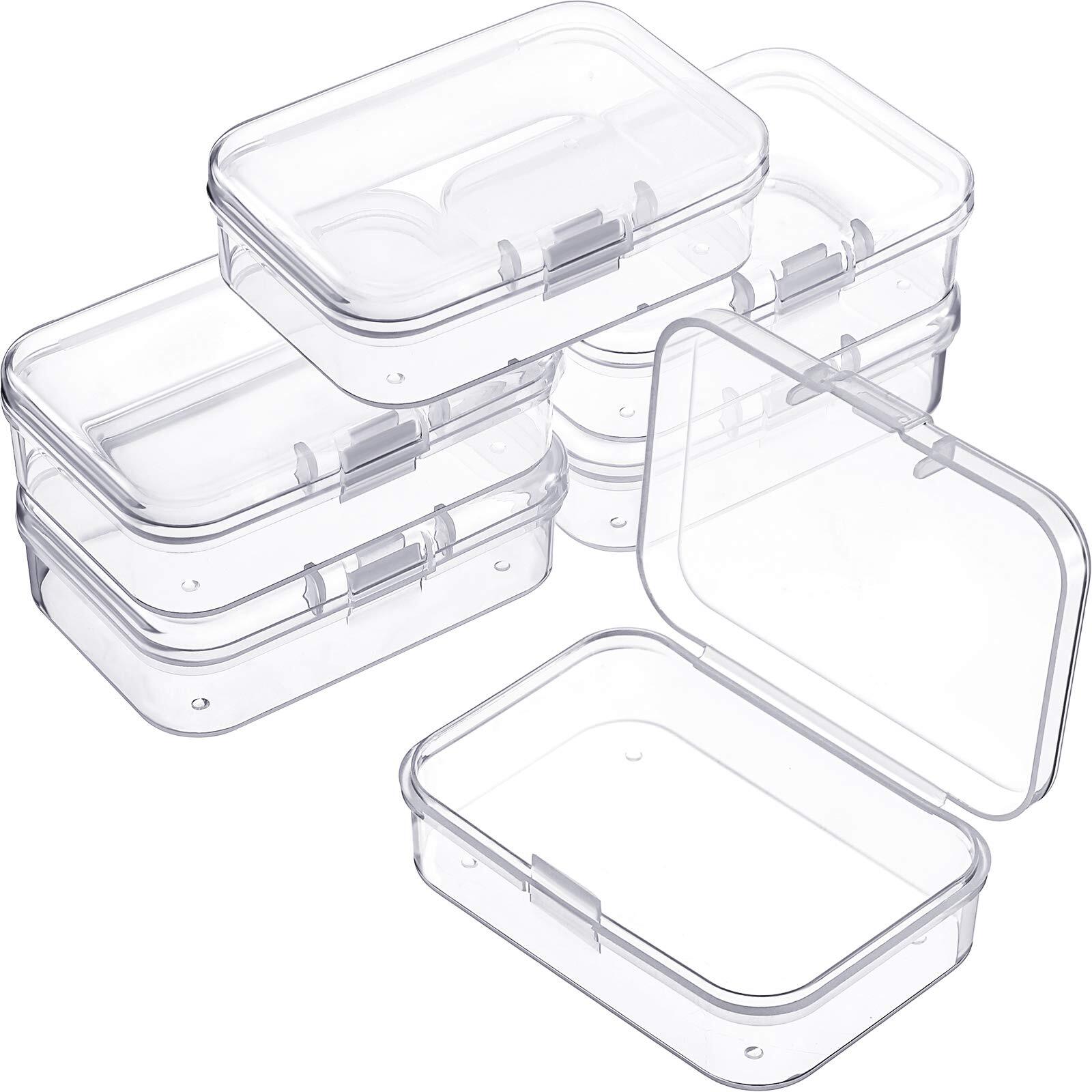 6 Pieces Mini Plastic Clear Beads Storage Containers Box 2.52 x 1.73 x 0.79 Inch