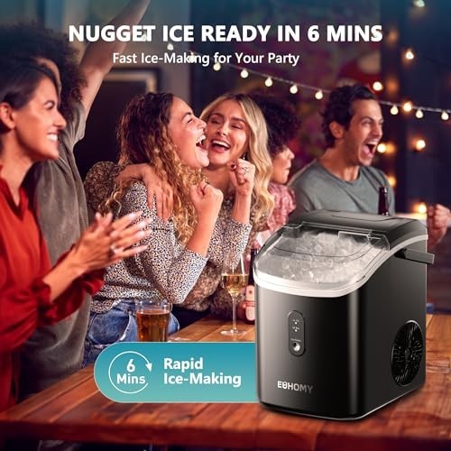 Countertop Nugget Ice Maker, Portable Sonic Ice Machine, 34lbs Daily, Auto-Clean