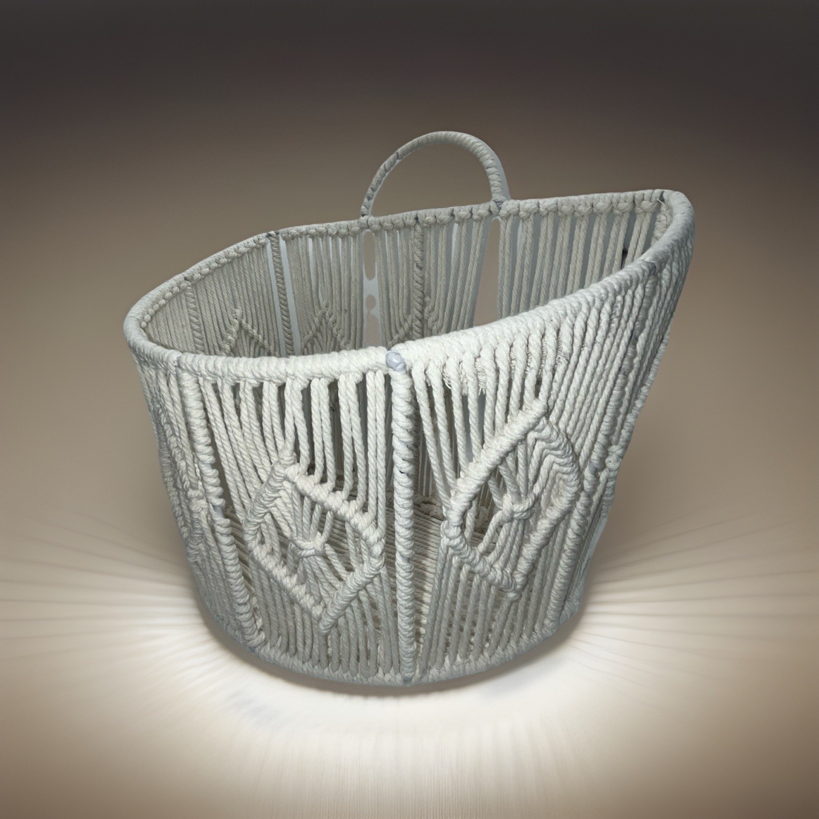 Ashland Macrame & Wire Hanging Basket Organizer EUC