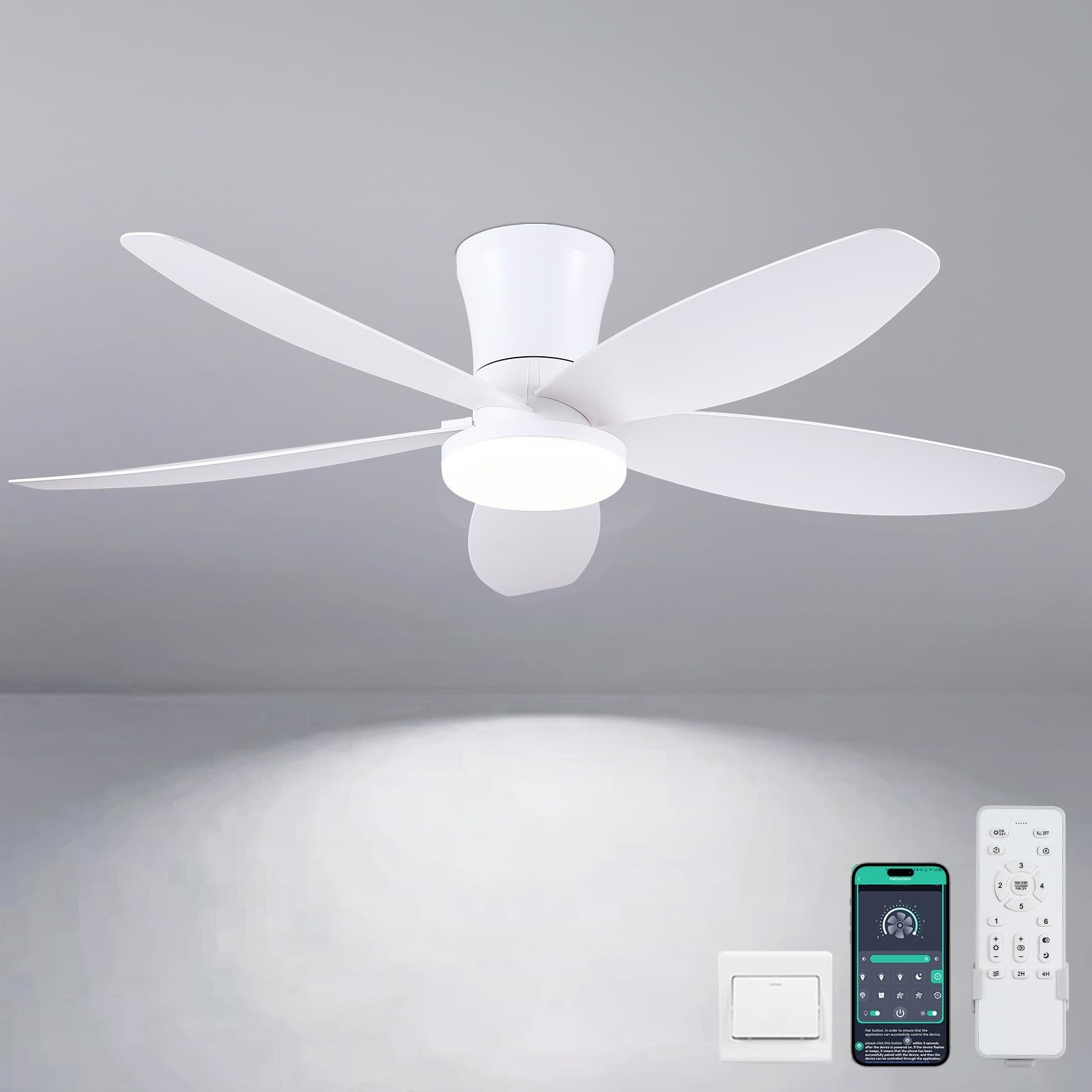 42" Ceiling Fans with Lights-Low Profile Ceiling Fan with Light and Remote/AP...