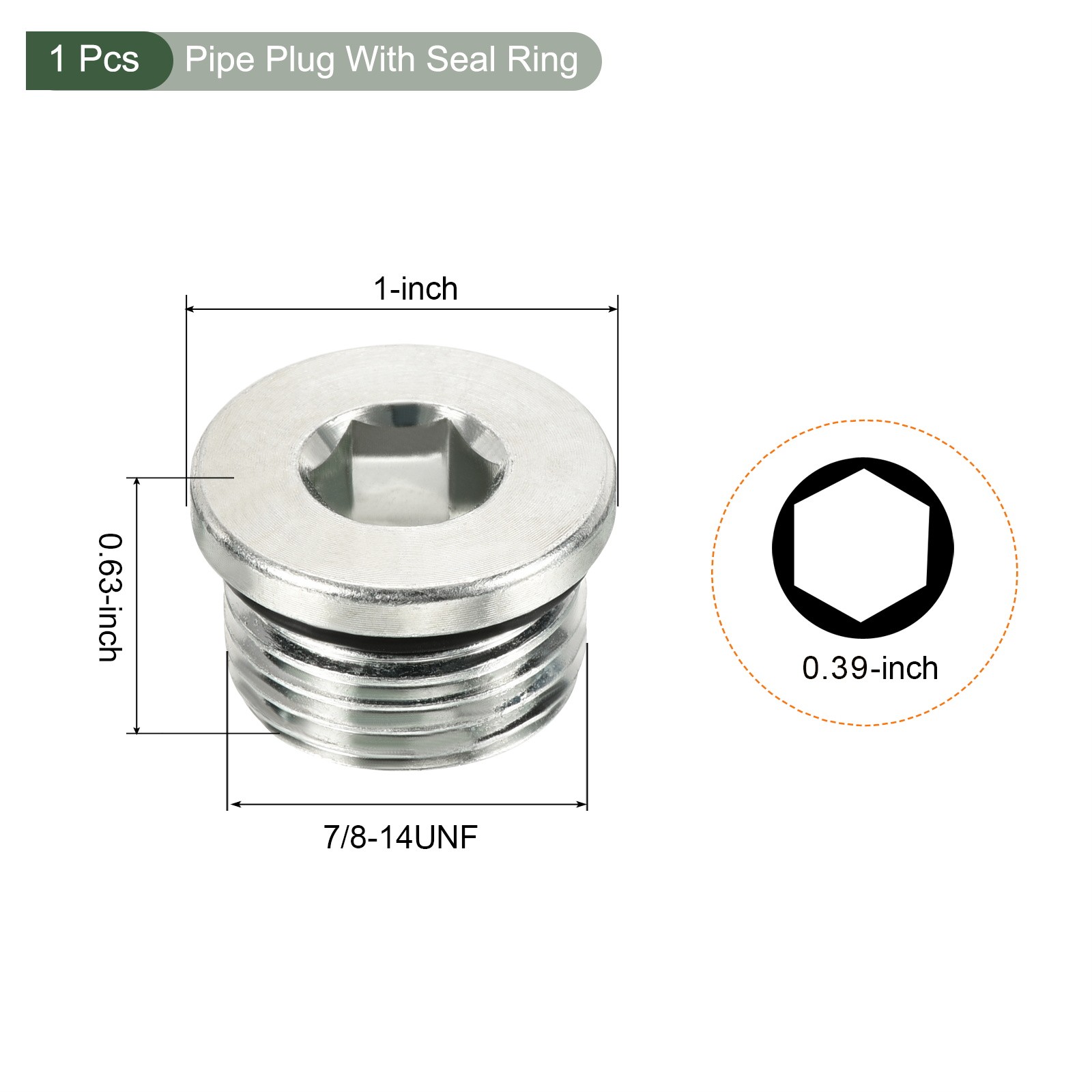 7/8-14UNF Pipe Plug,for Terminate Pipe Ends (Silver)