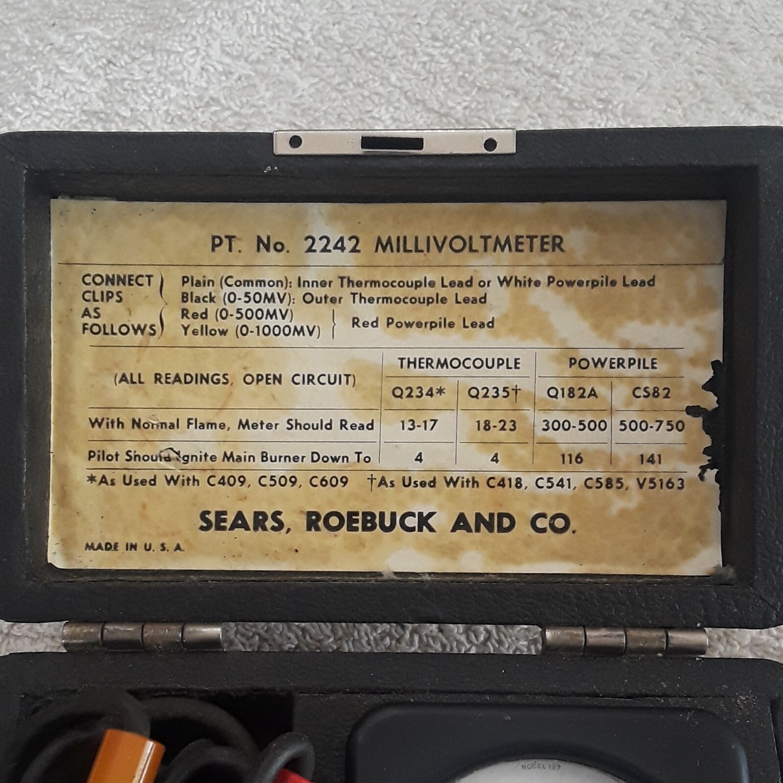 Vintage Sears 2242 Millivoltmeter - Made by Simpson