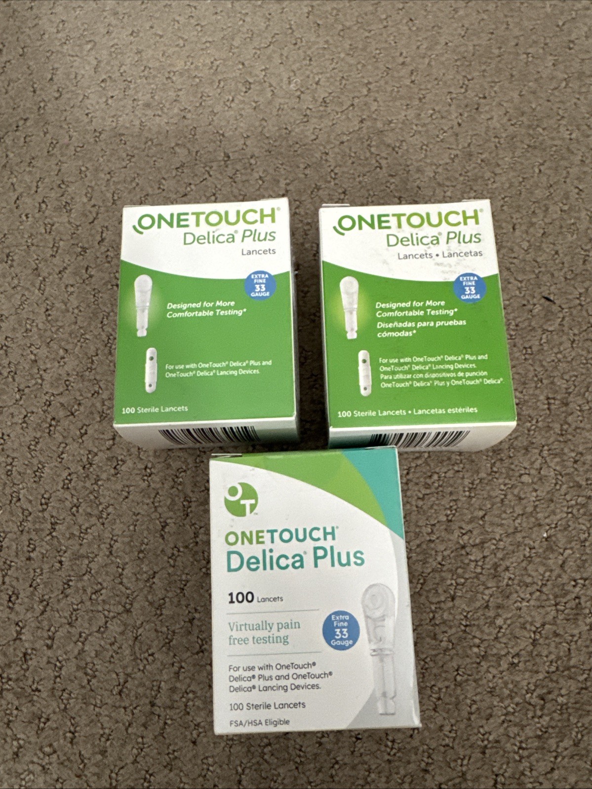 OneTouch Delica Plus 300 Lancets (3 boxes 100 Each ) 33G Extra Fine One Touch