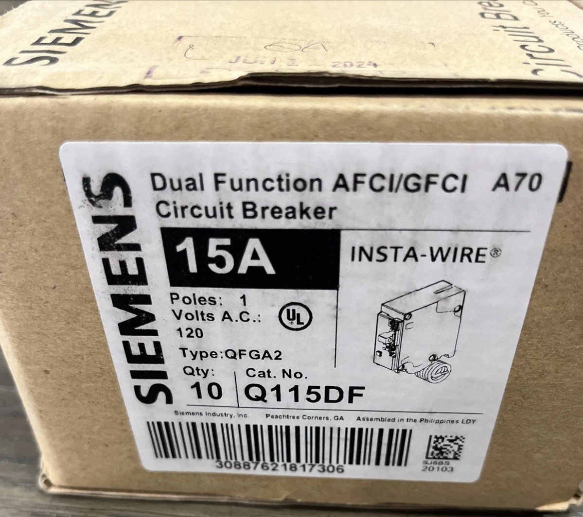 LOT OF 10 SIEMENS Q115DF 15A DUAL FUNCTION AFCI/GFCI BREAKERS NEW