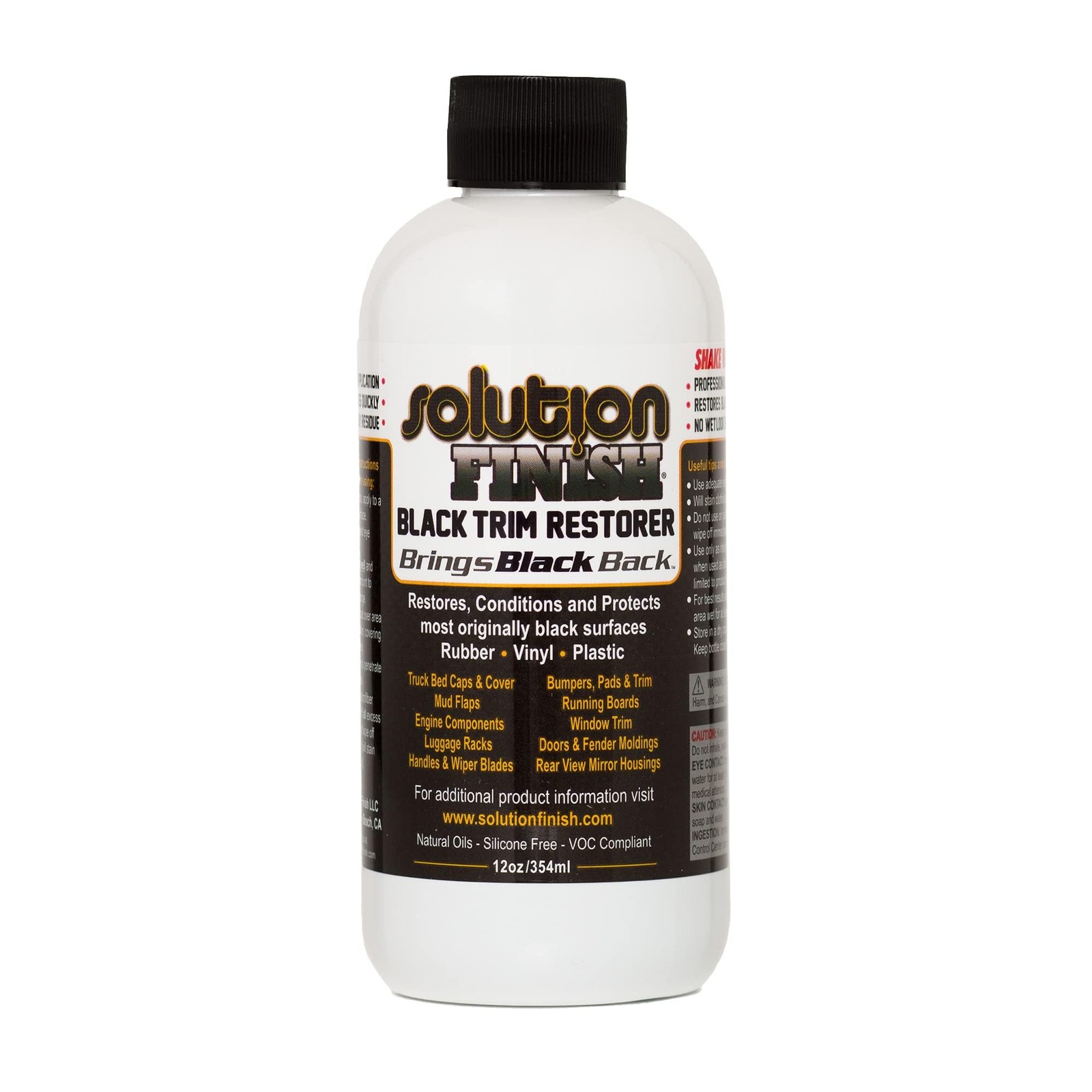 Solution Finish - Black Plastic & Vinyl Trim 12 Fl Oz (Pack of 1),