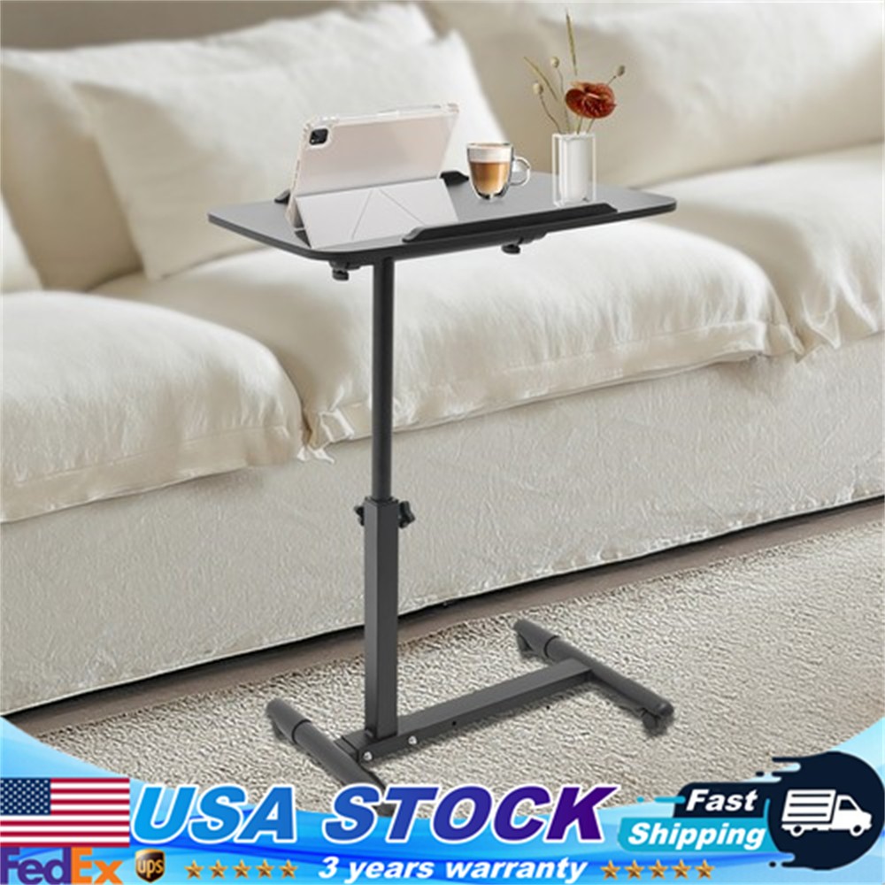 Adjustable Overbed Bedside Table with Wheels, Bed Desk, Over The Bed Table