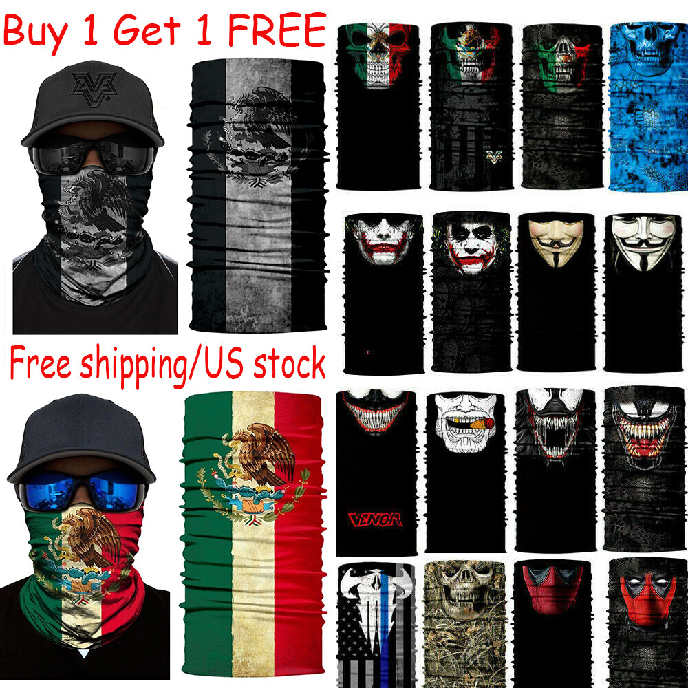 Buy1 Get 1Free Neck Gaiter Tube Face Scarf Bandana Balaclava Reusable Headwear